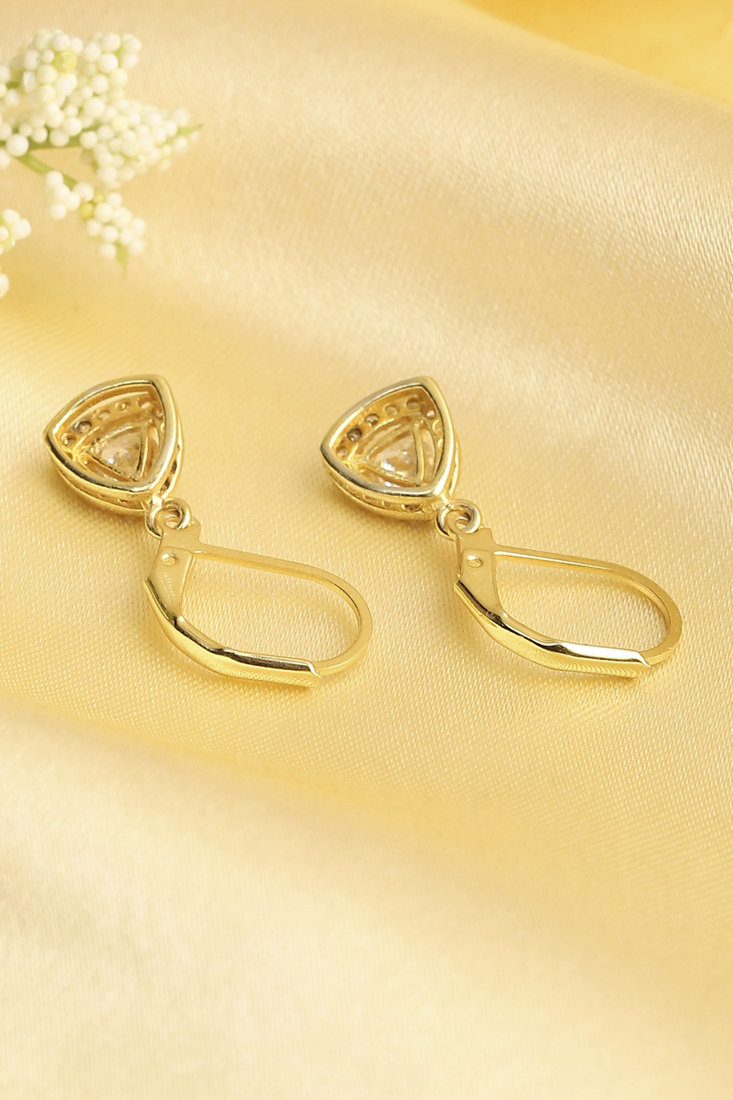 Gold Plated Brass Stone Studded Drop Earrings image number 2