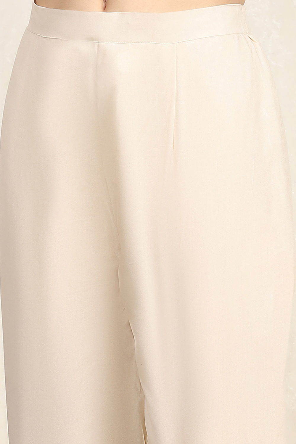 Cream Linen Blend Unstitched Suit Set image number 3