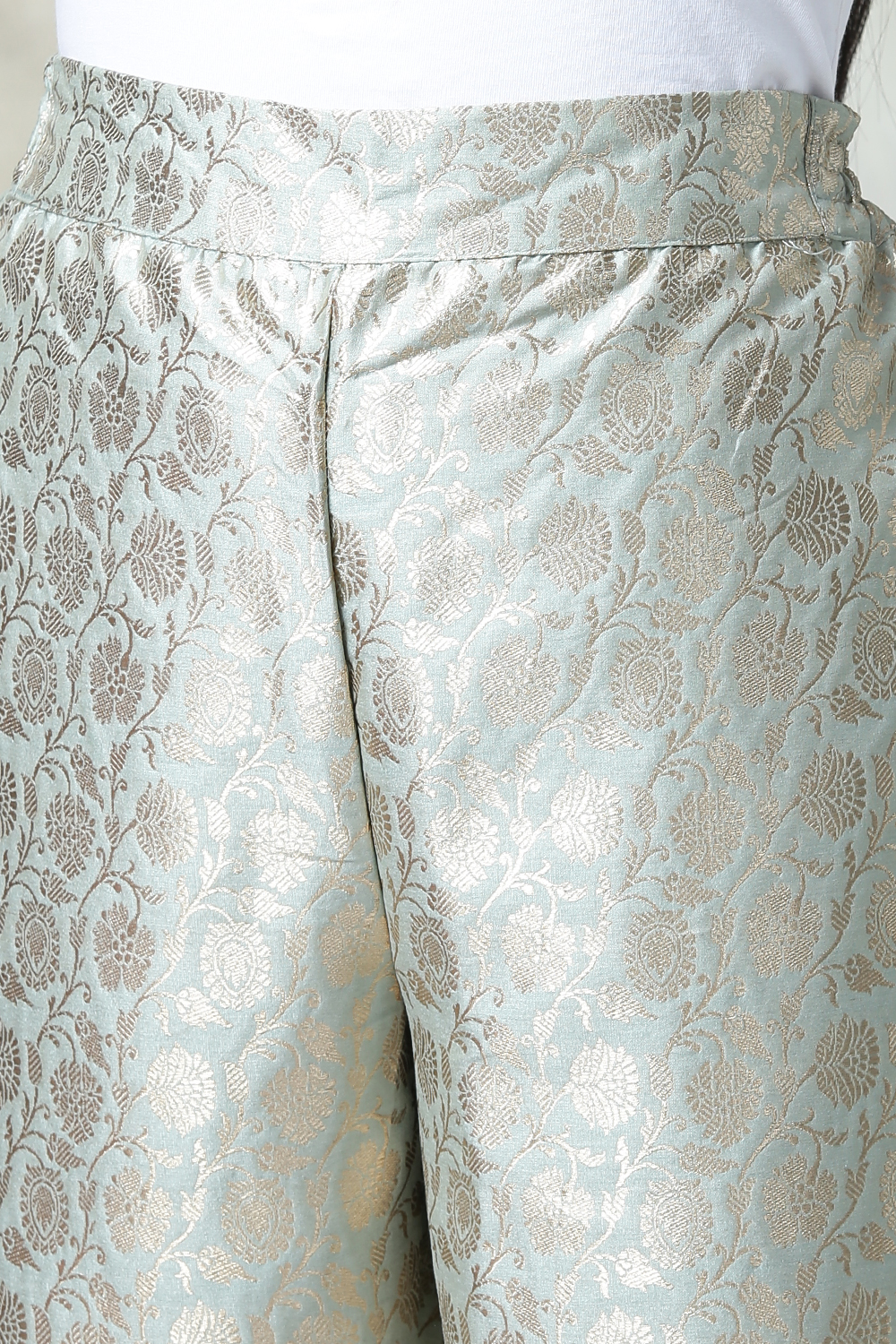 Brown Metallic Cotton Straight Kurta Pants Set image number 2