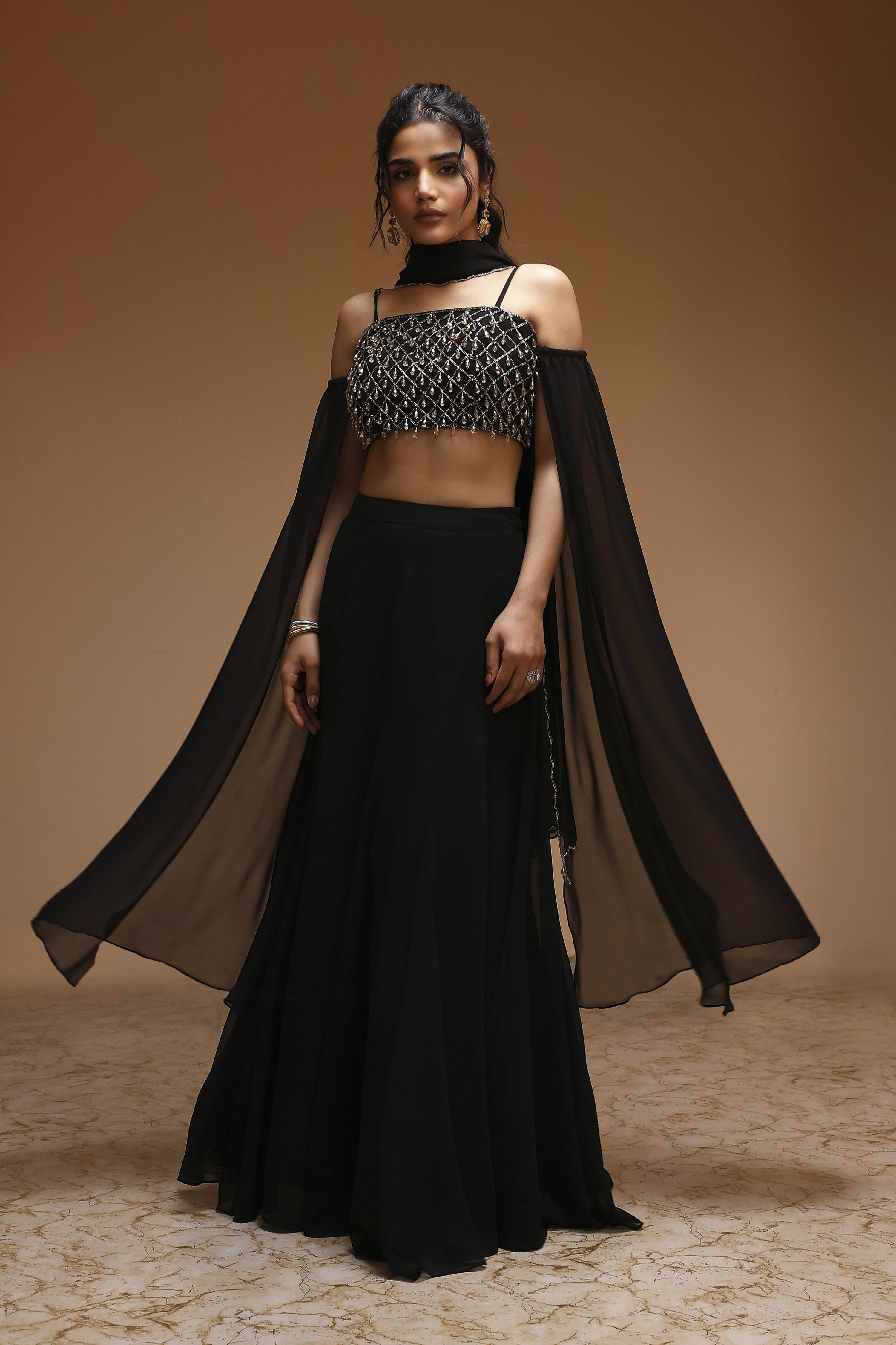 Black Art Silk Regular Lehenga Set image number 0