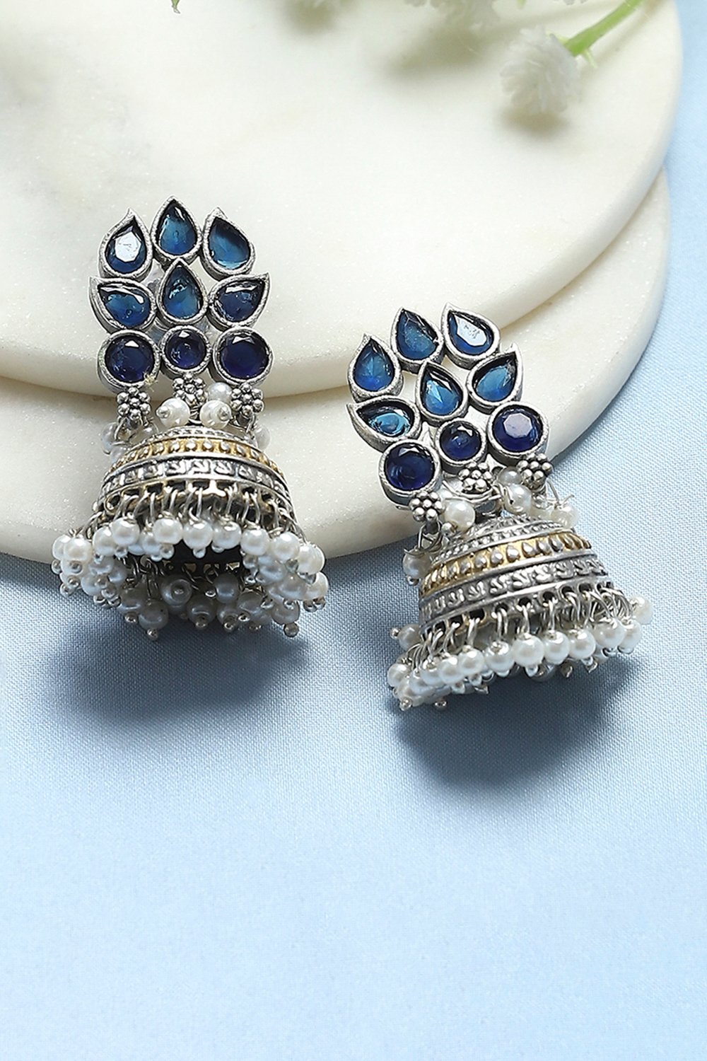 Navy Brass Jhumka image number 0