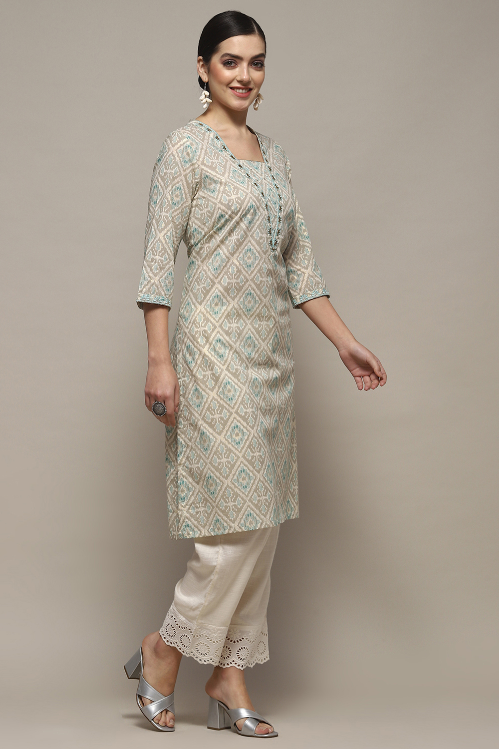 Blue Rayon Straight Kurta image number 4