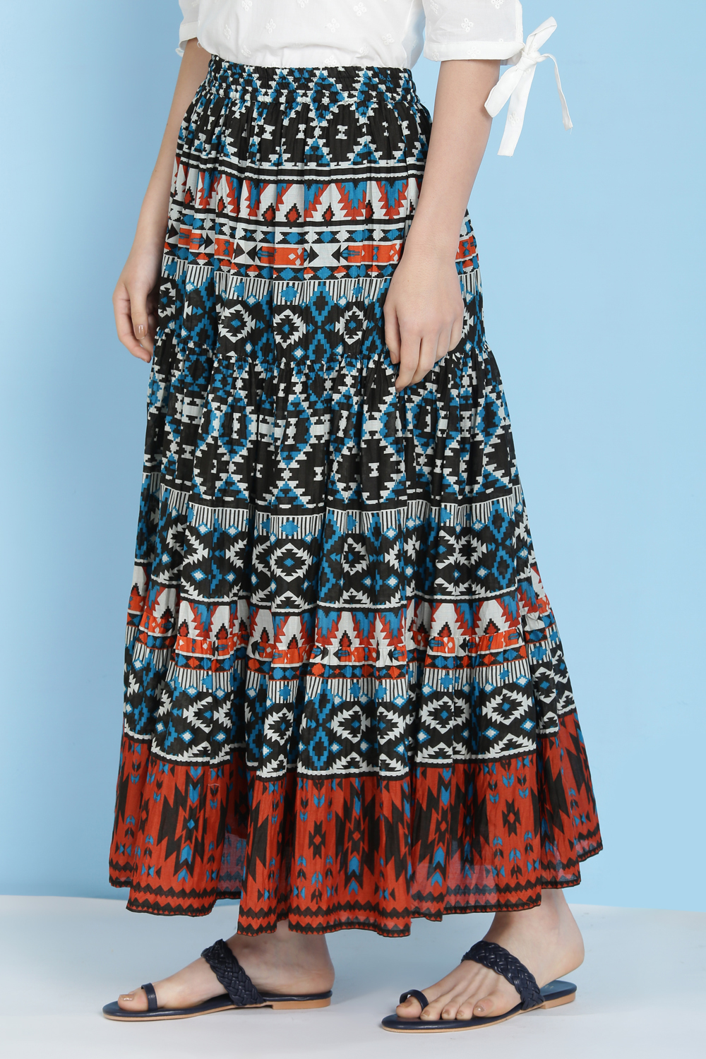 Black Cotton Long Skirt image number 2