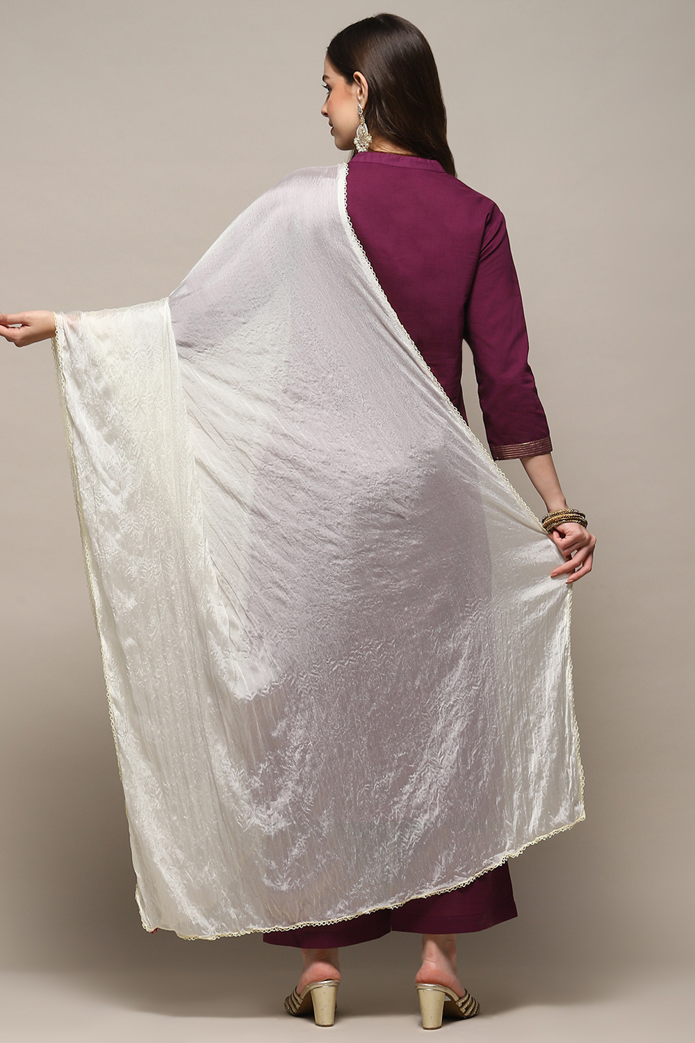 Gold Poly Chiffon Dupatta image number 2
