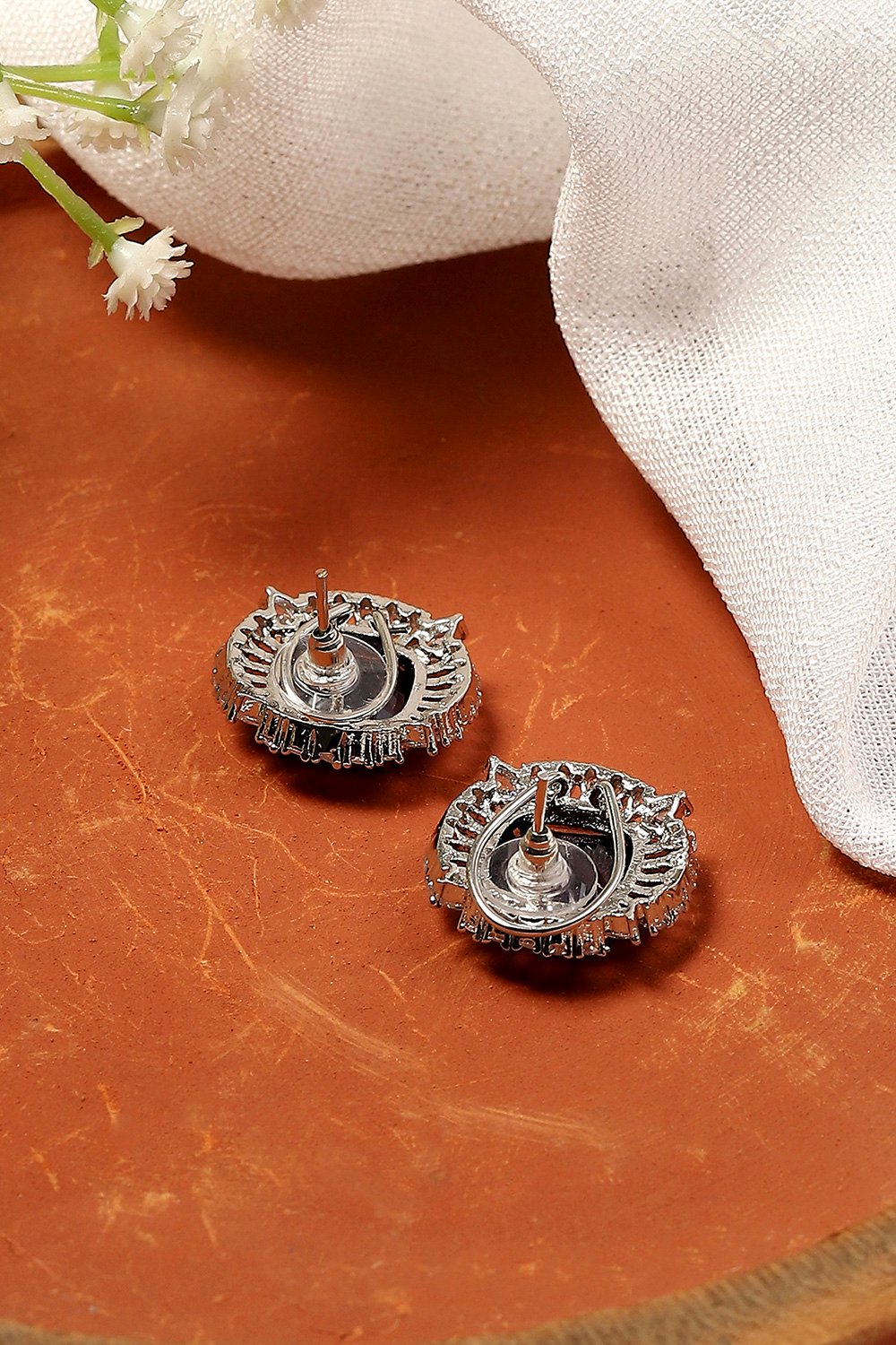 Purple Silver-Plated Circular Studs image number 2