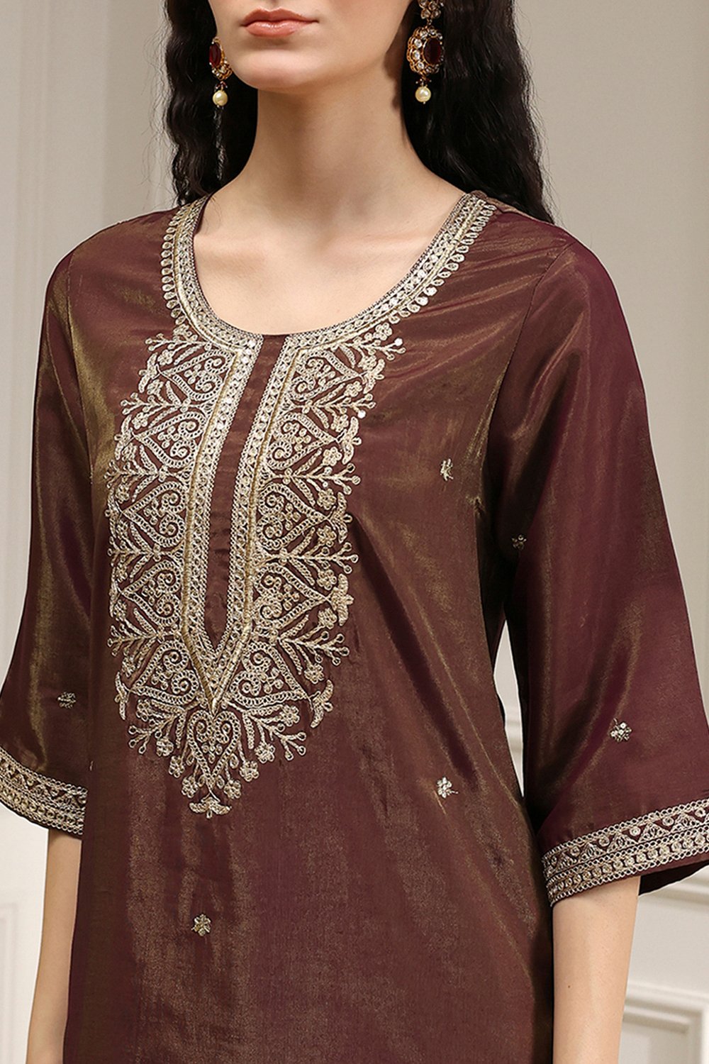 Green Viscose Rayon Straight Solid Suit Set image number 1