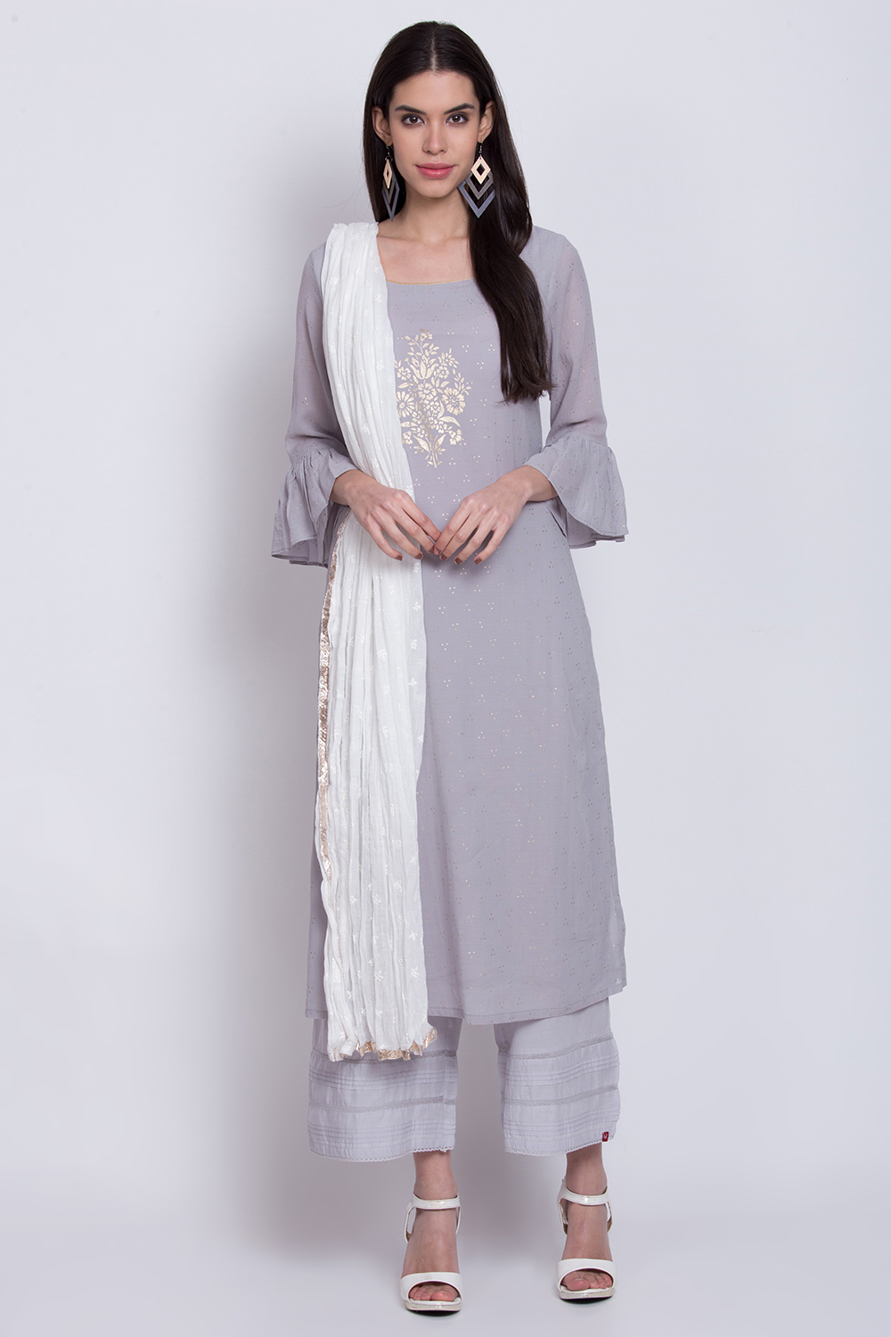 White Cotton Printed Dupatta image number 1