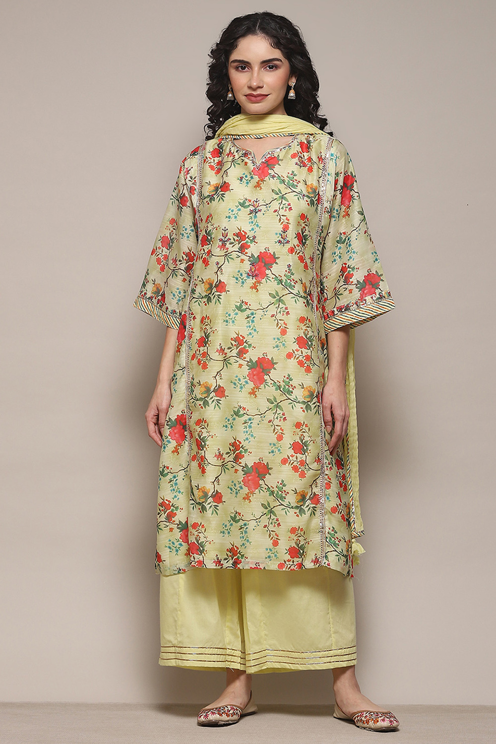 Pink & Purple Cotton Blend Kalidar Kurta Palazzo Suit Set image number 7