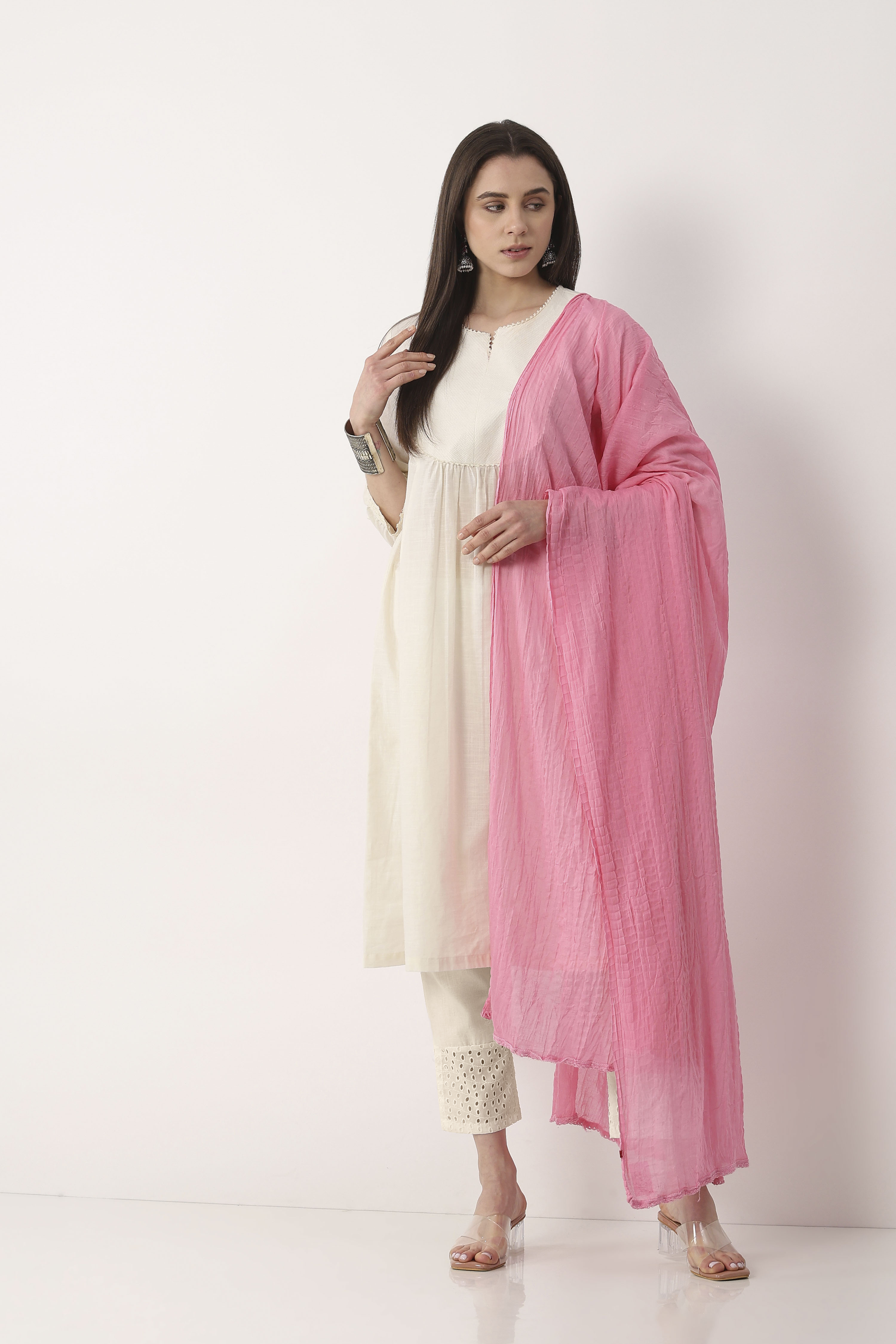 Light Pink Cotton Dupatta image number 0