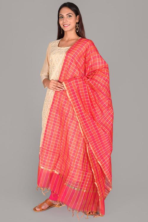 White Unstitched dress material Suit Set image number 2