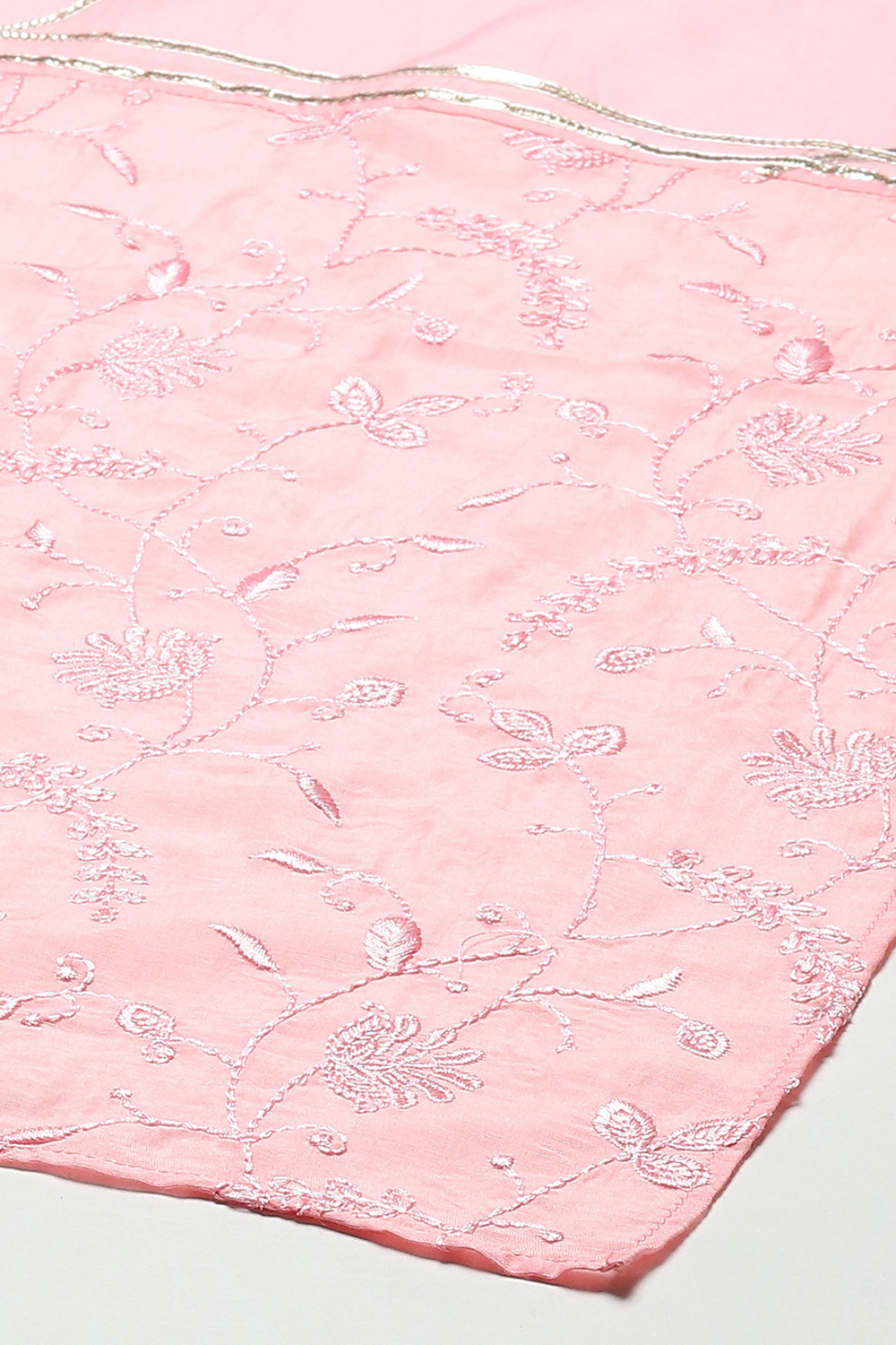Pink Cotton Blend Layered Kurta Palazzo Suit Set image number 3