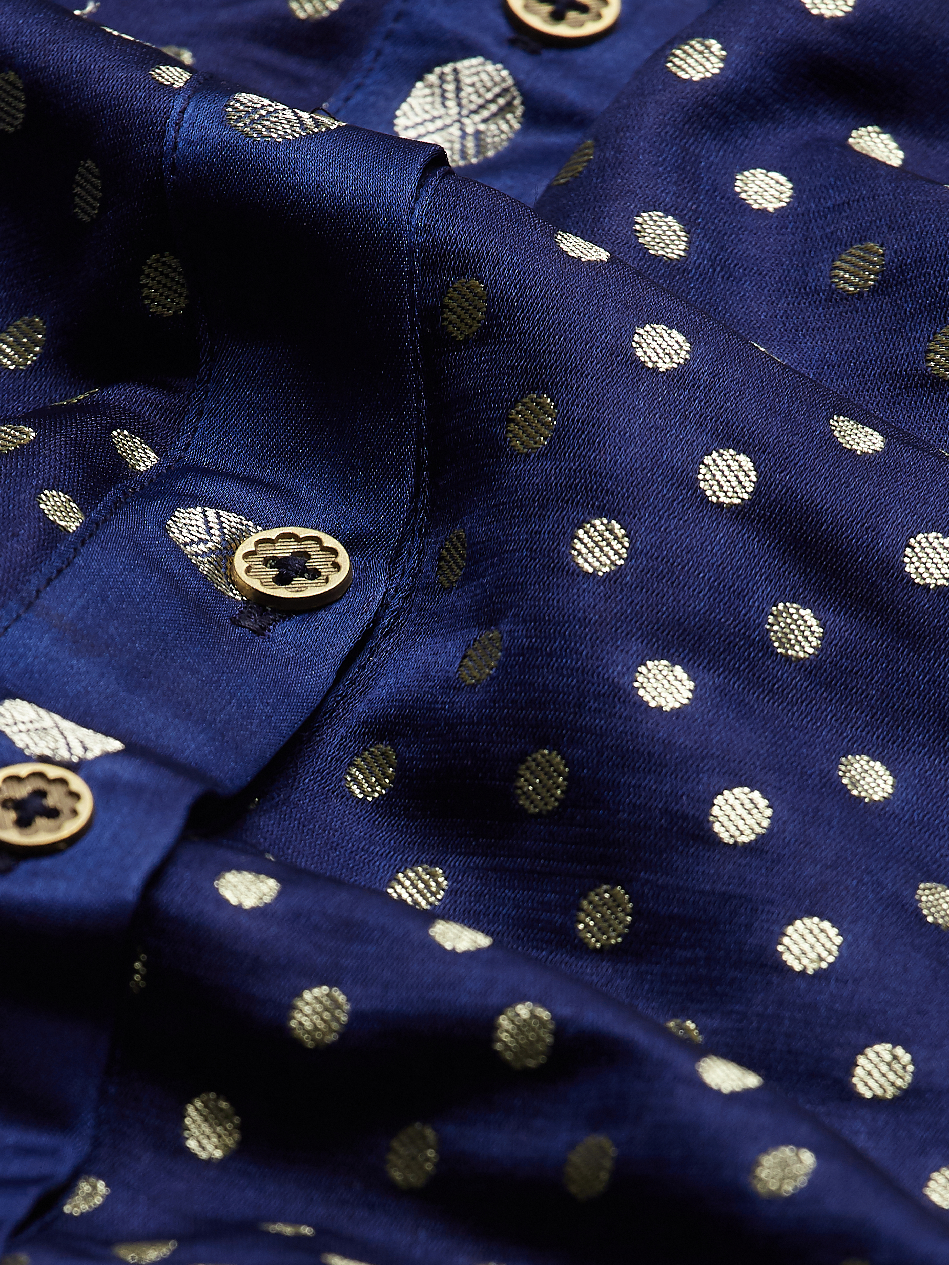 Blue Polka Dot A-Line Shirt-Style Kurti image number 2