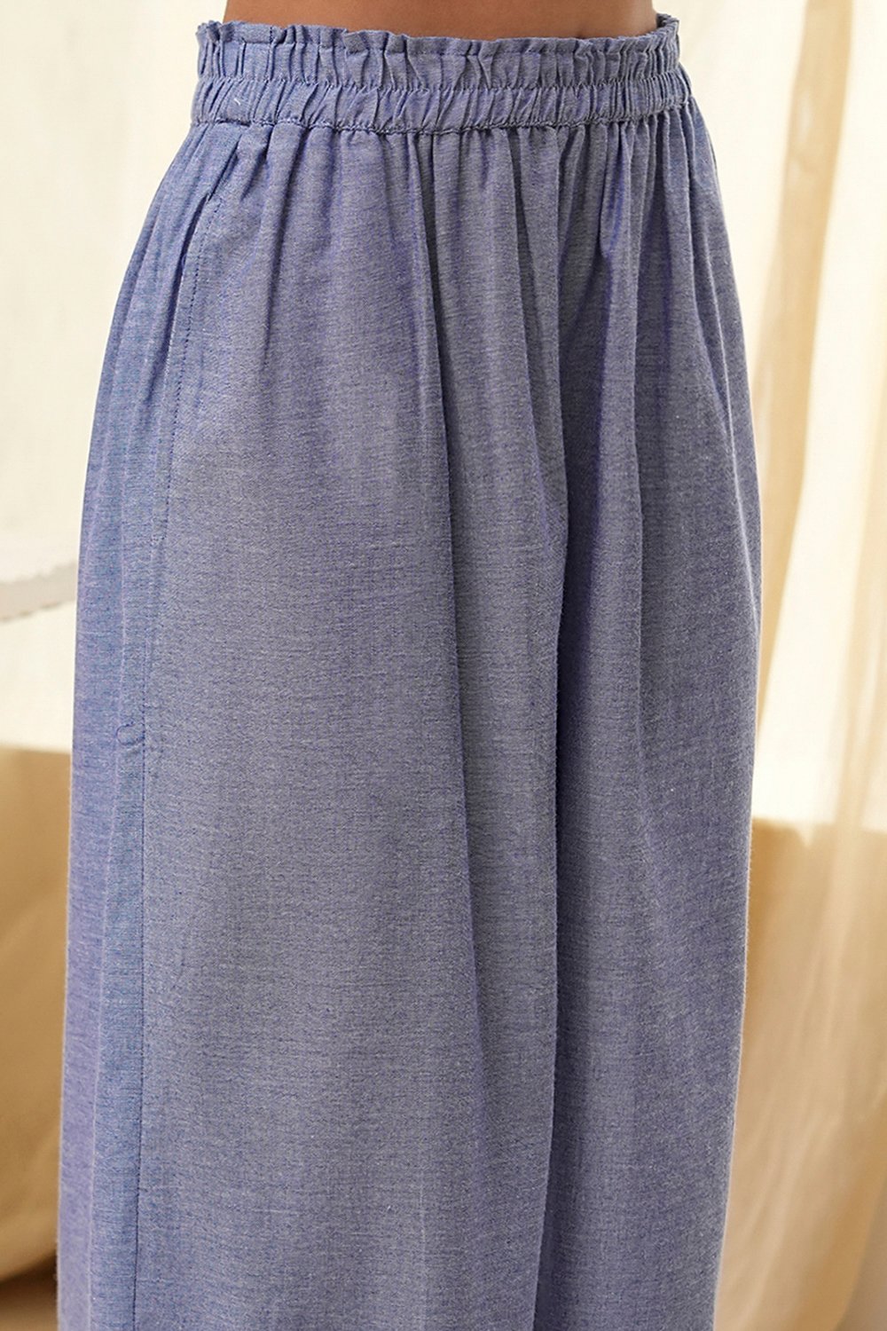 Dull Blue Cotton Straight Co-ord Set image number 2