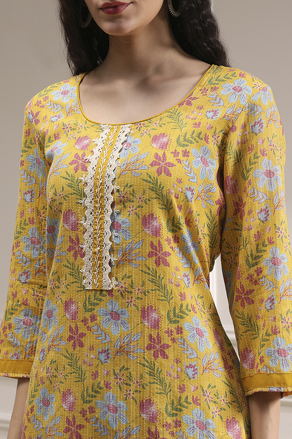 Turquoise Chanderi Handloom Unstitched Suit Set image number 2
