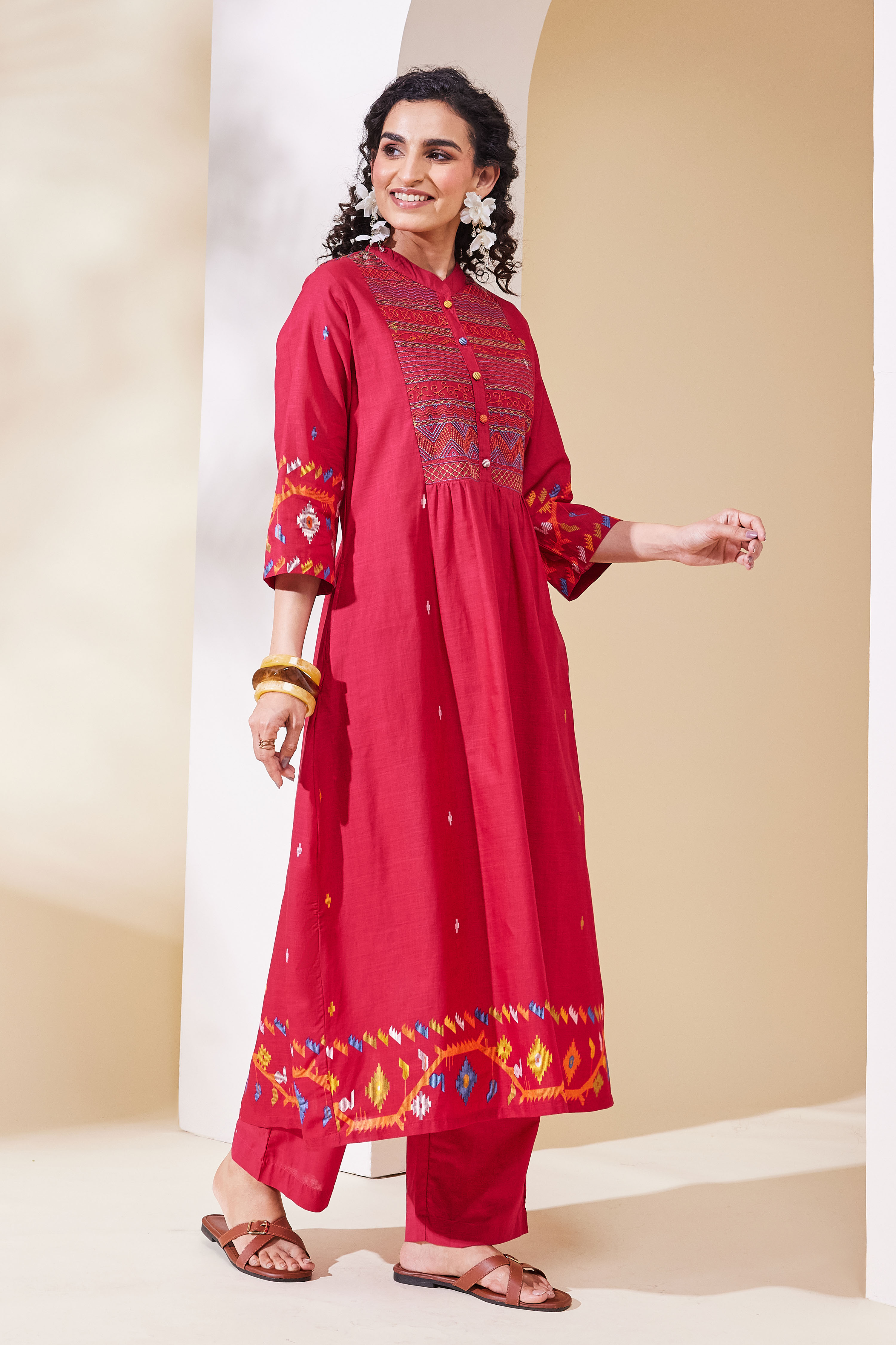 Black Cotton Straight Kurta Pants Set image number 5