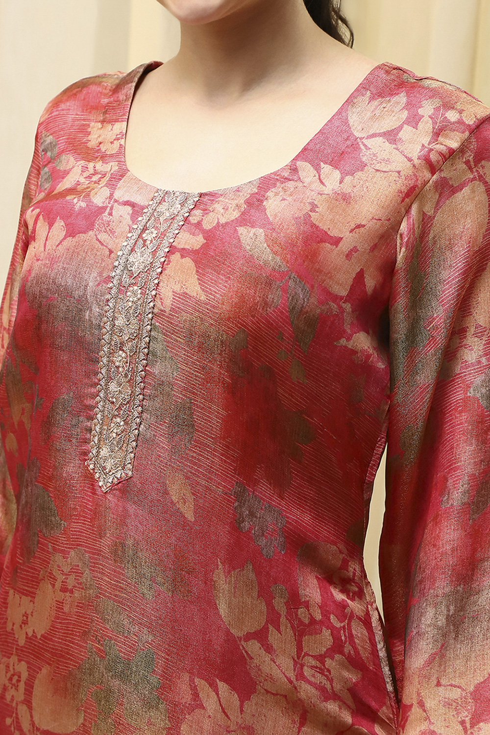 Grey Tissue Printed Embroidered Unstitched Suit Set image number 2