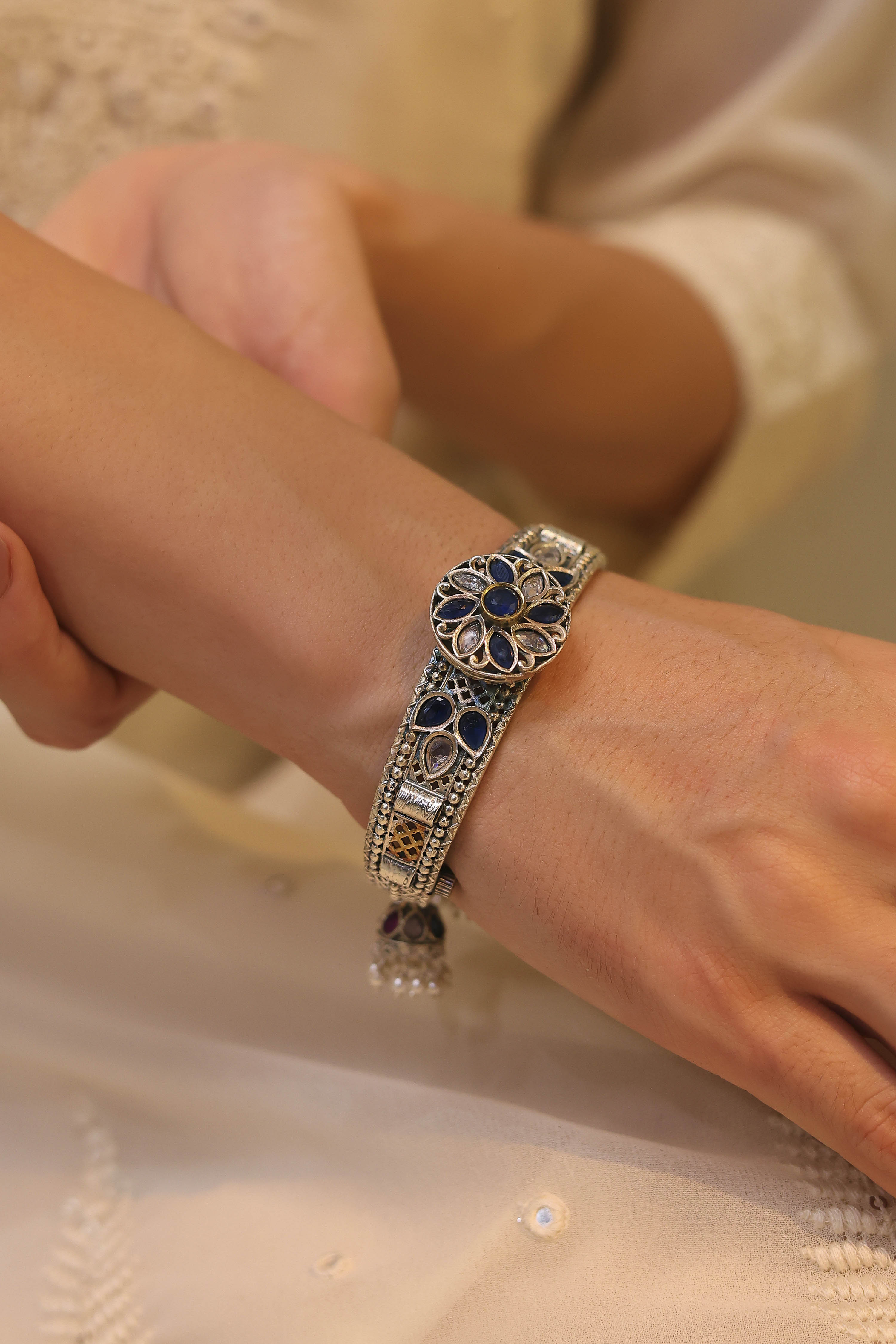 Navy Brass Oxidised Bangles image number 1