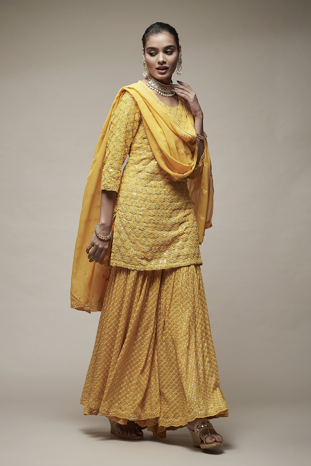 Pink Viscose Garara Suit Set image number 4
