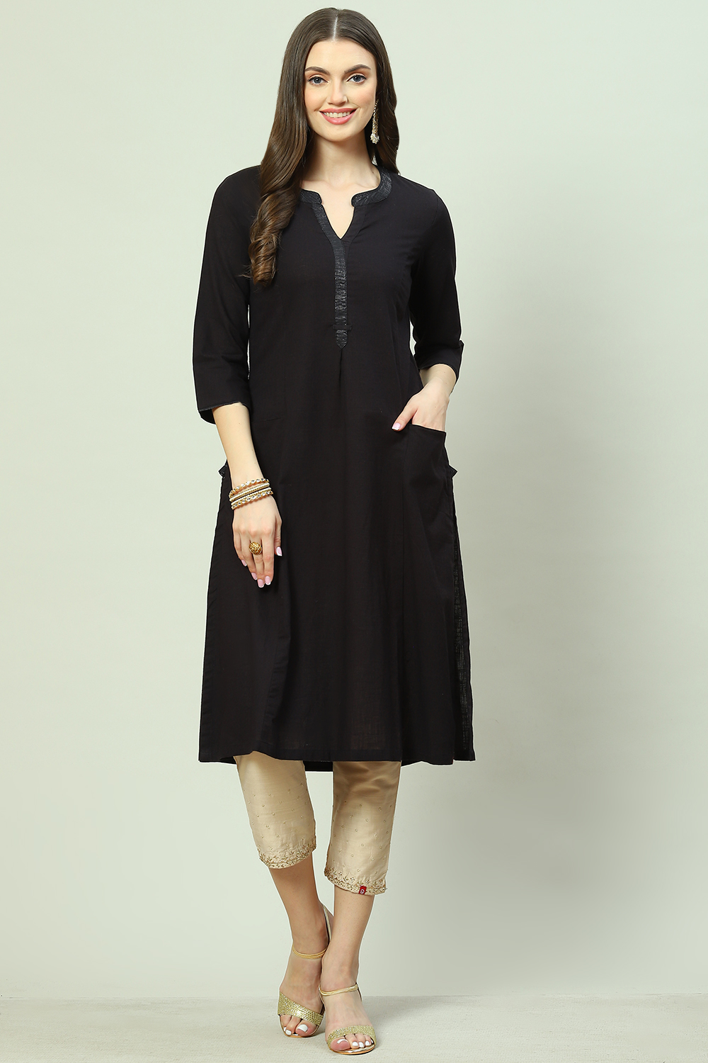 Blue Cotton Solid Kurti image number 0