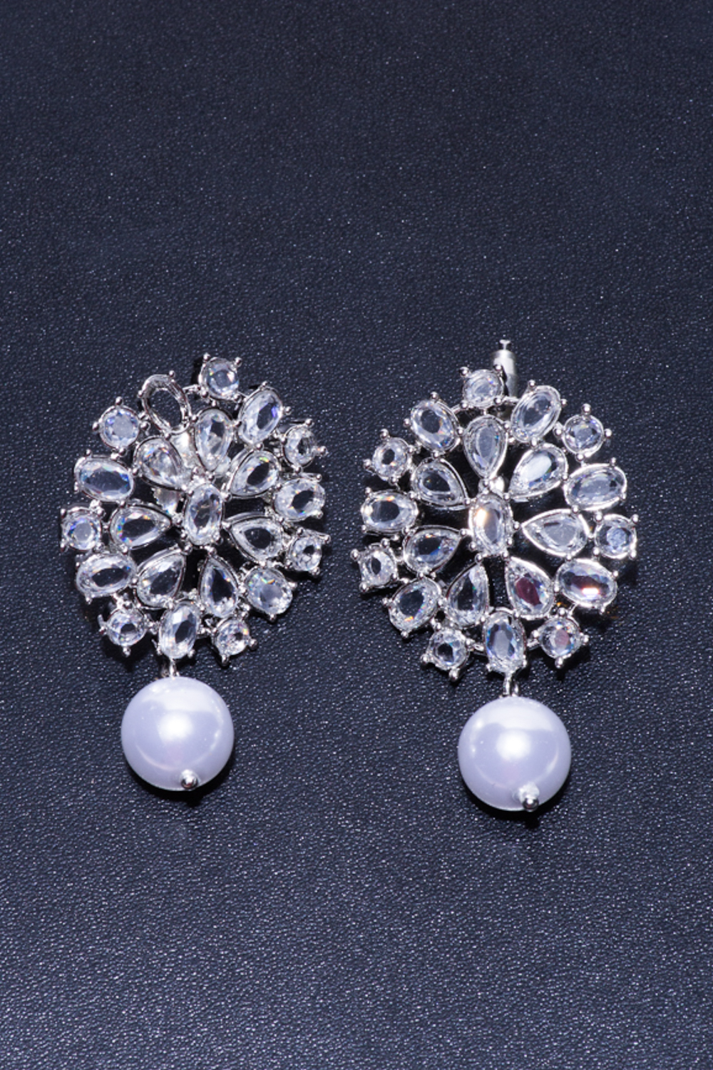 White Brass Crystal Earrings image number 0