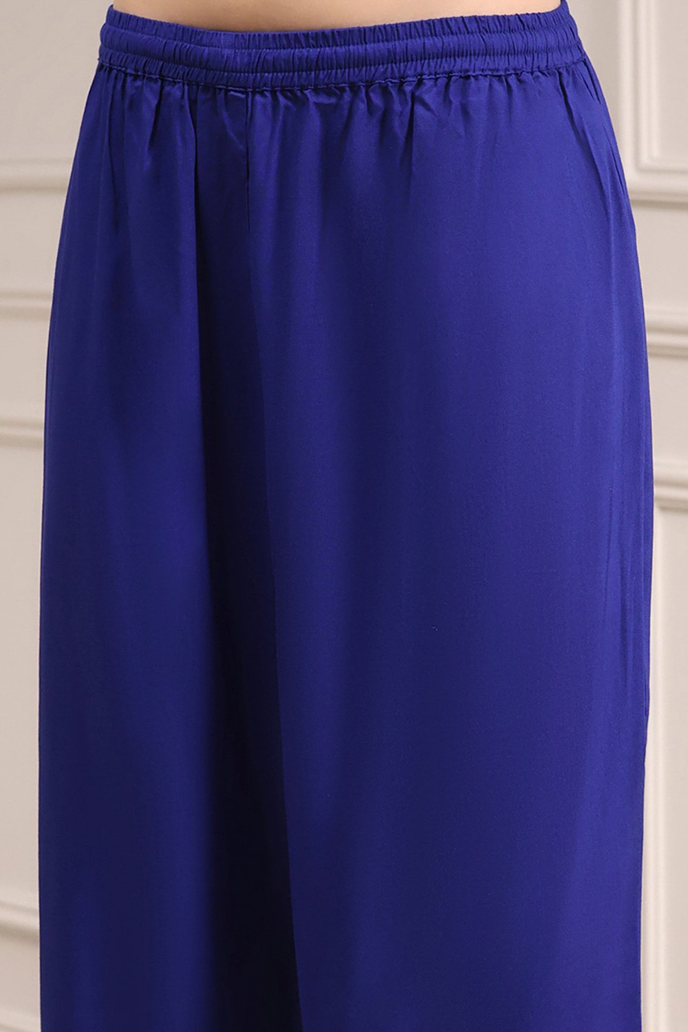 Purple Viscose Straight Printed Fusion Set image number 2