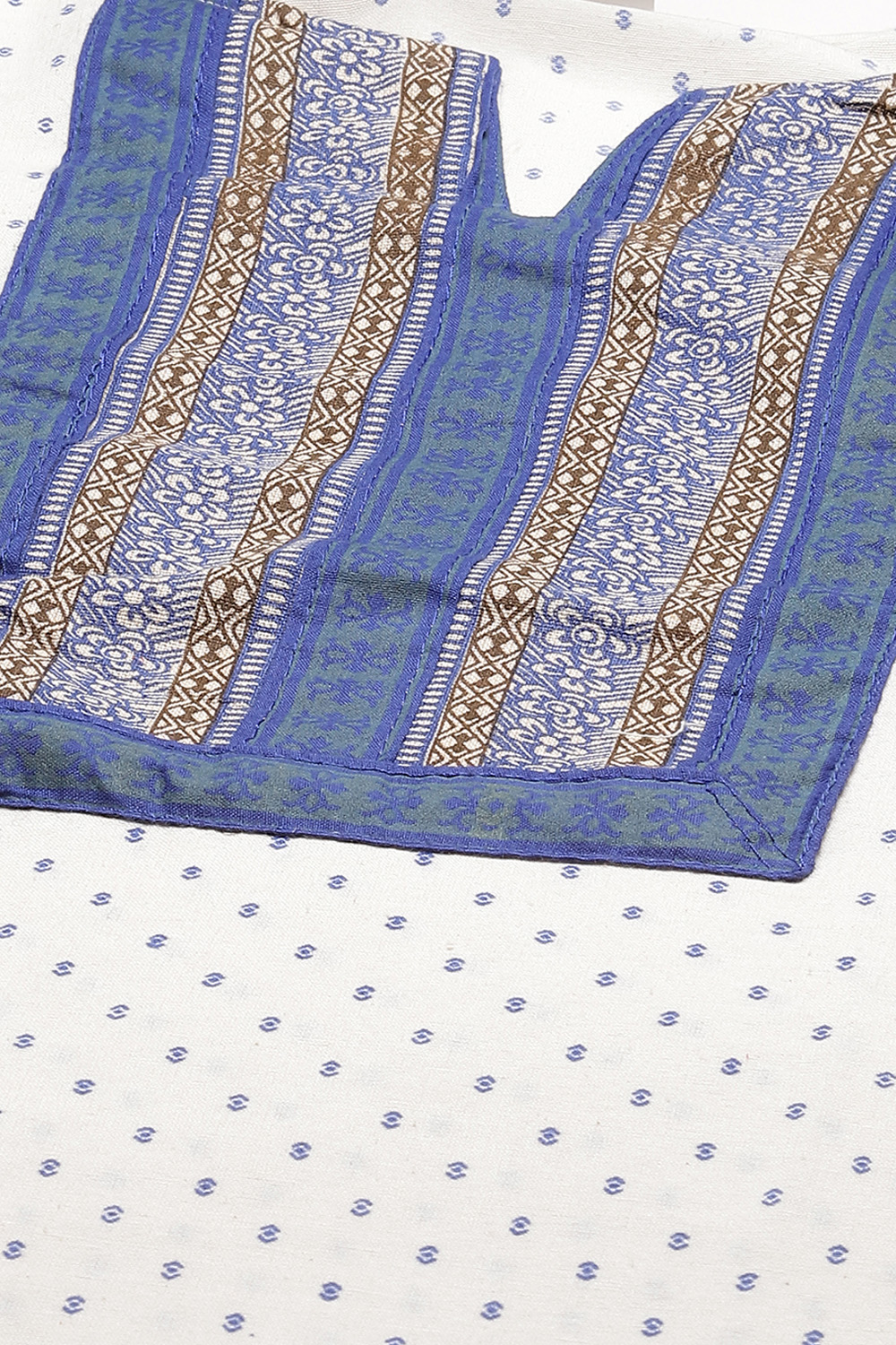 Blue Cotton Unstitched Dress Material Suit Set image number 1