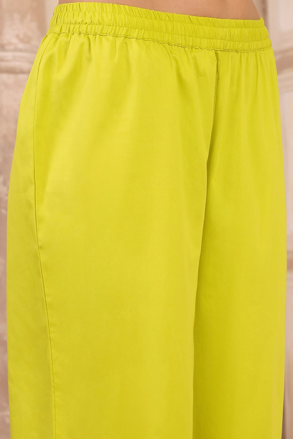 Lime Green Silk Gathered Yarndyed Suit Set image number 2