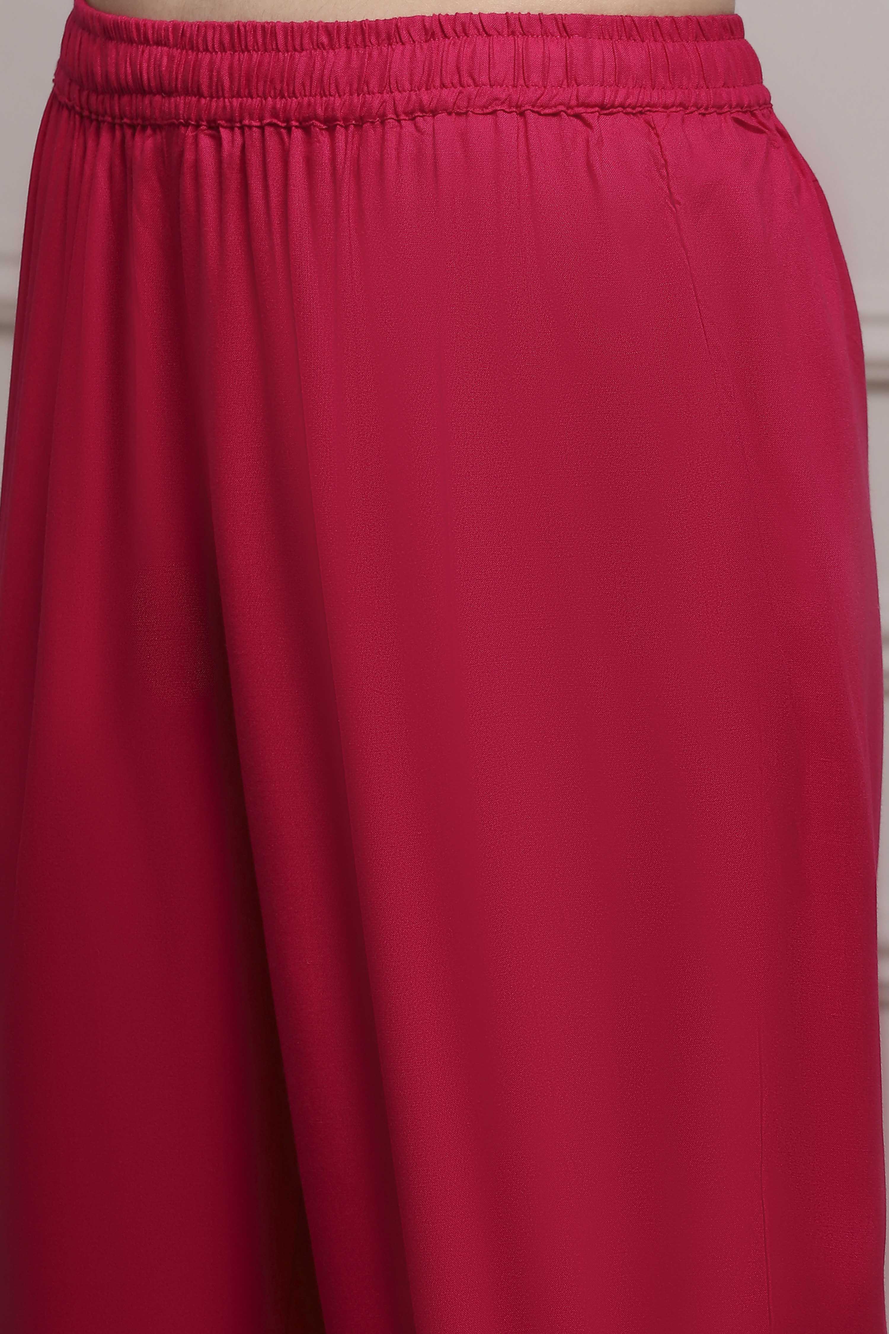 Pink Viscose Rayon Straight Printed Suit Set image number 2