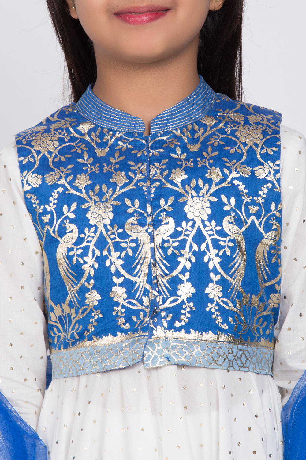 Off White Cotton Anarkali Kurta Churidar Suit Set image number 1