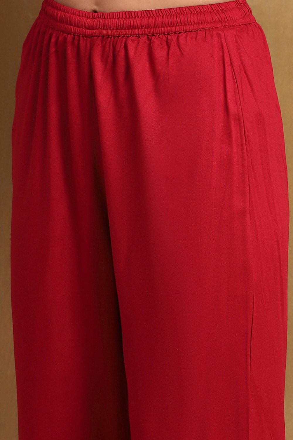 Red Modal Embroidered A-Line Kurta Set image number 2