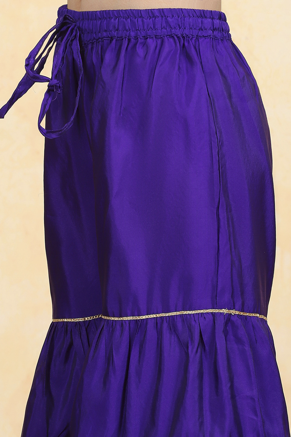 Purple Brocade Short Kurta Suit Set image number 2