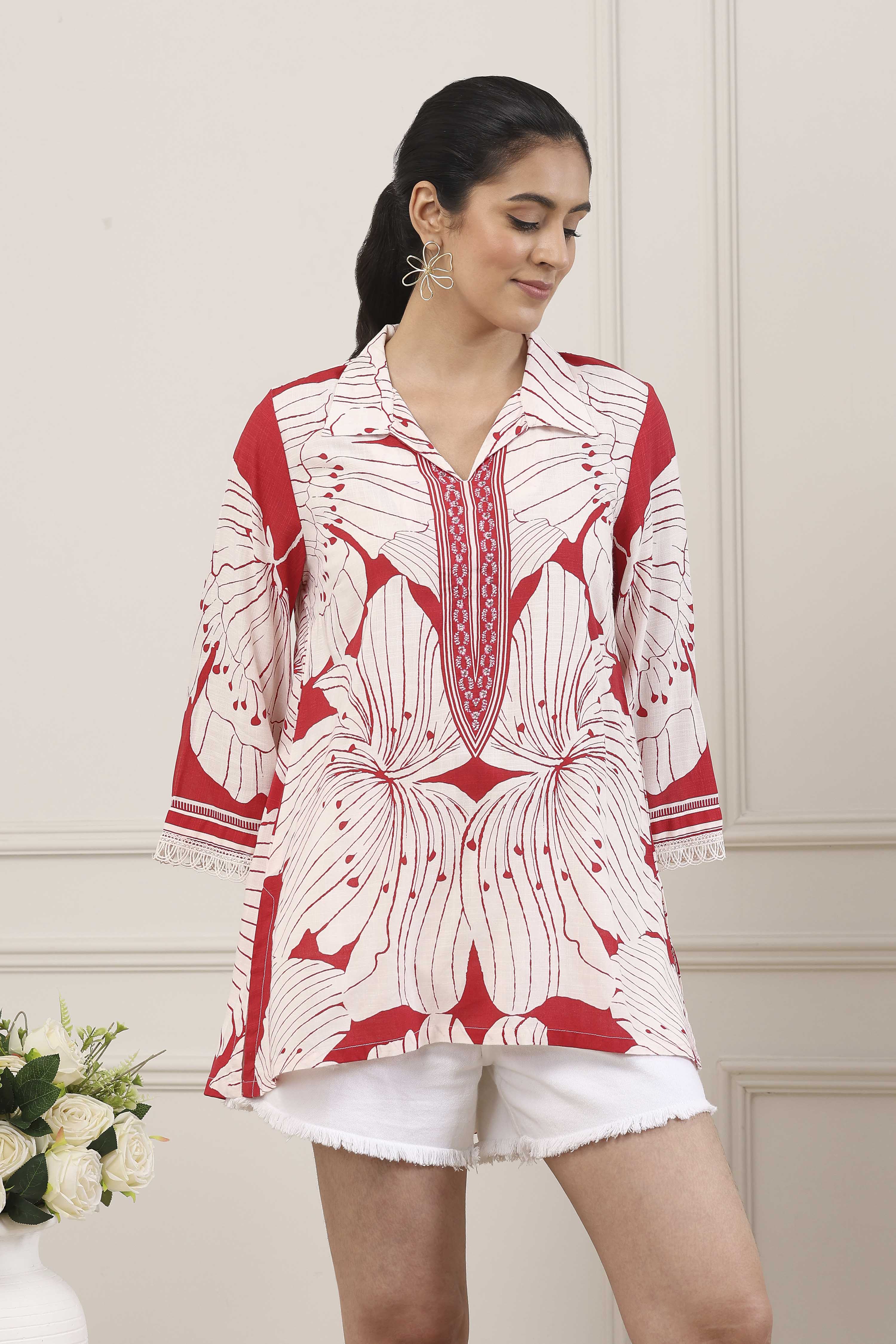 Red Viscose Rayon Straight Kurta image number 5