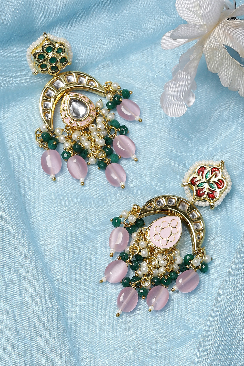 Mint Green and Pink Earrings image number 2