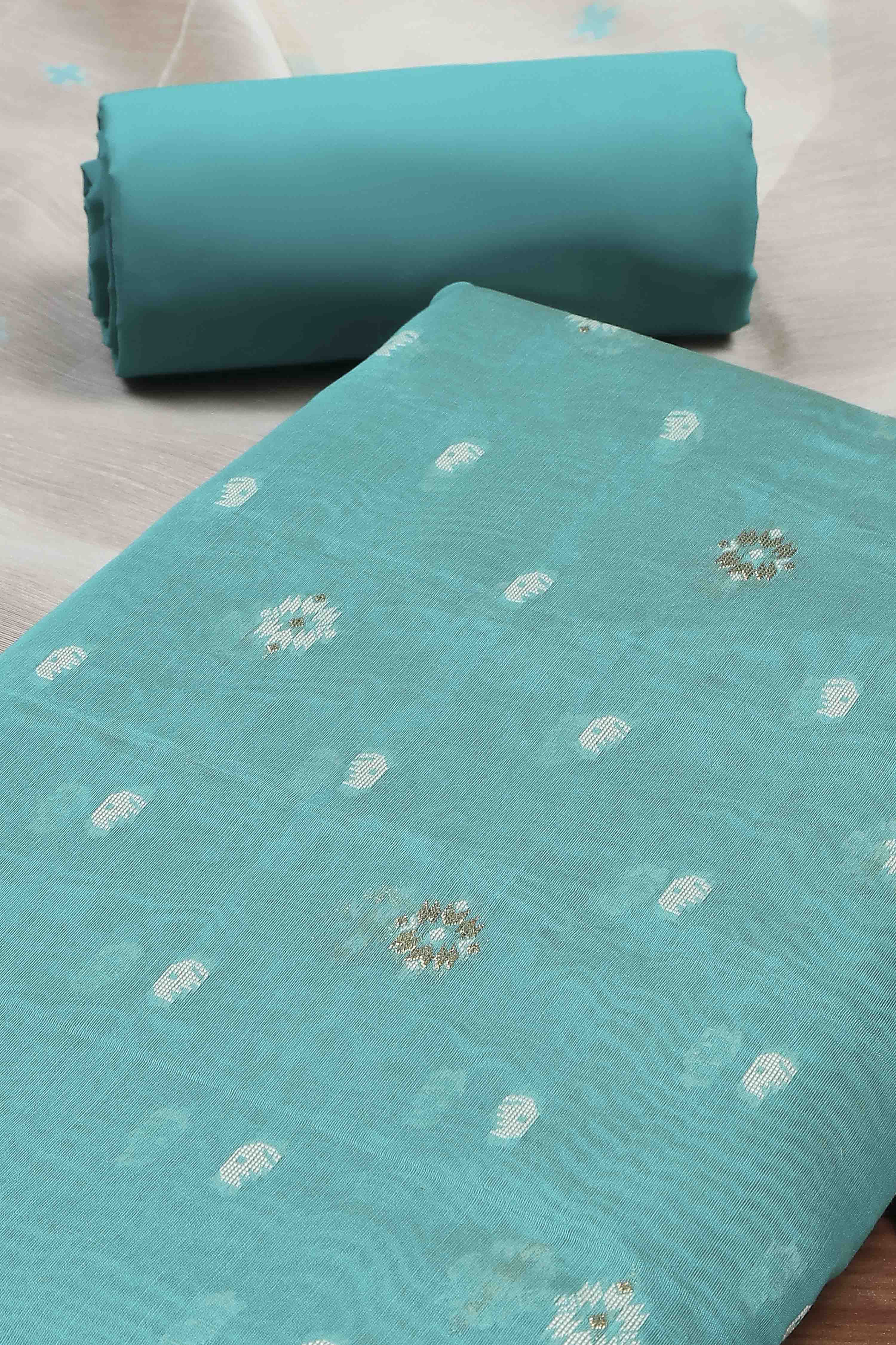 Rust Cotton Printed Embroidered Unstitched Suit Set image number 1
