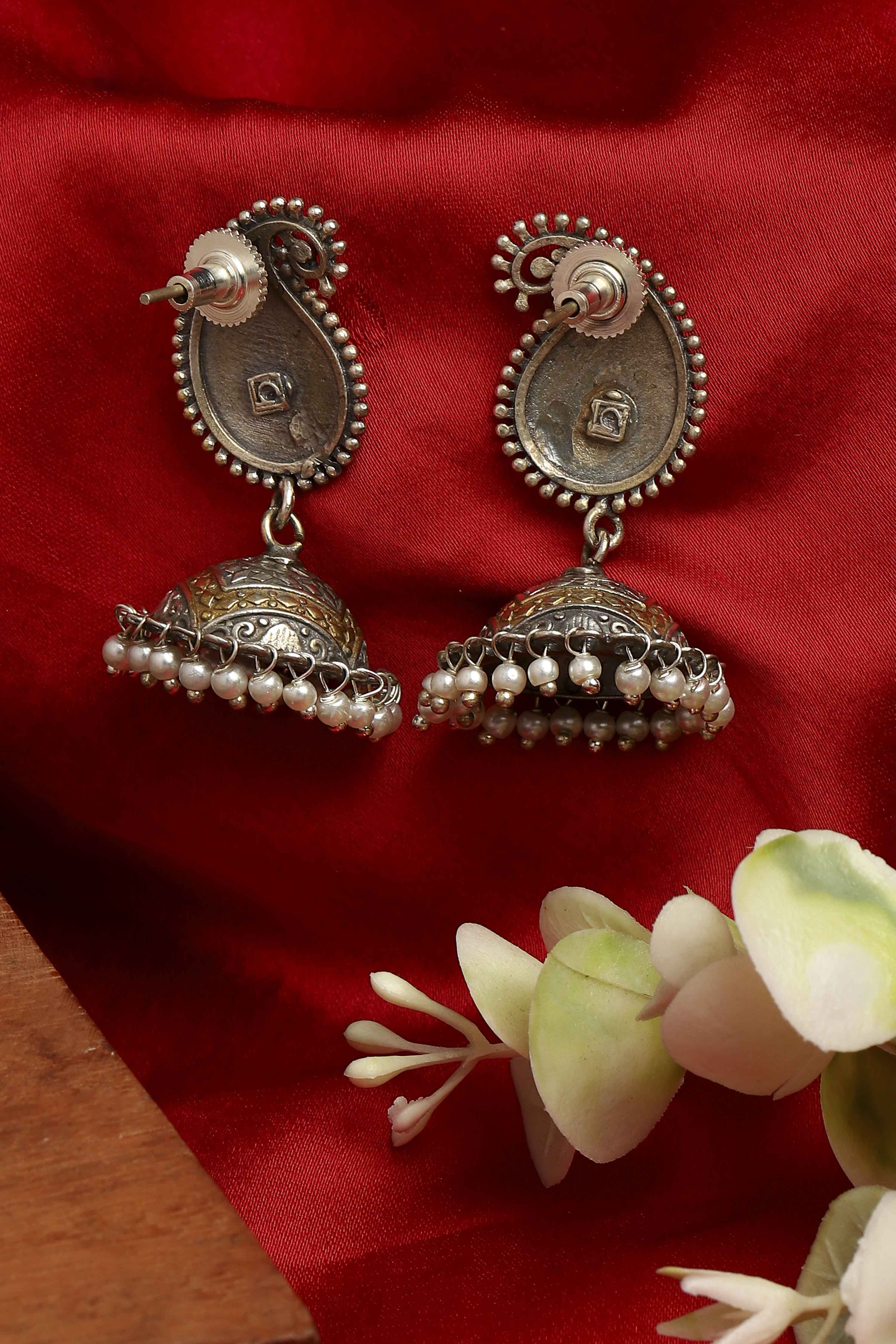 Oxidised Gold Brass Jhumka image number 2