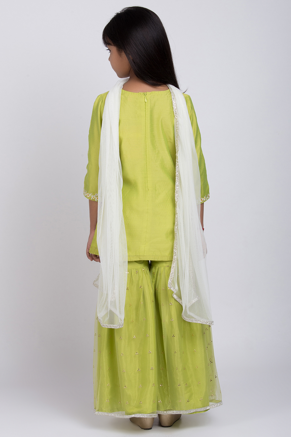 Green Poly Modal Garara Kurta Garara Suit Set image number 4