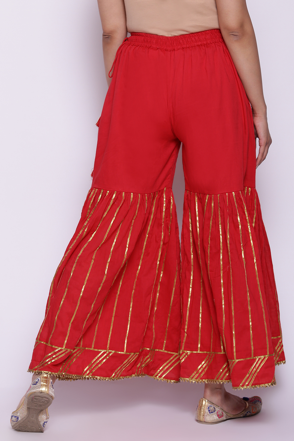 Crimson Red Cotton Sharara image number 5