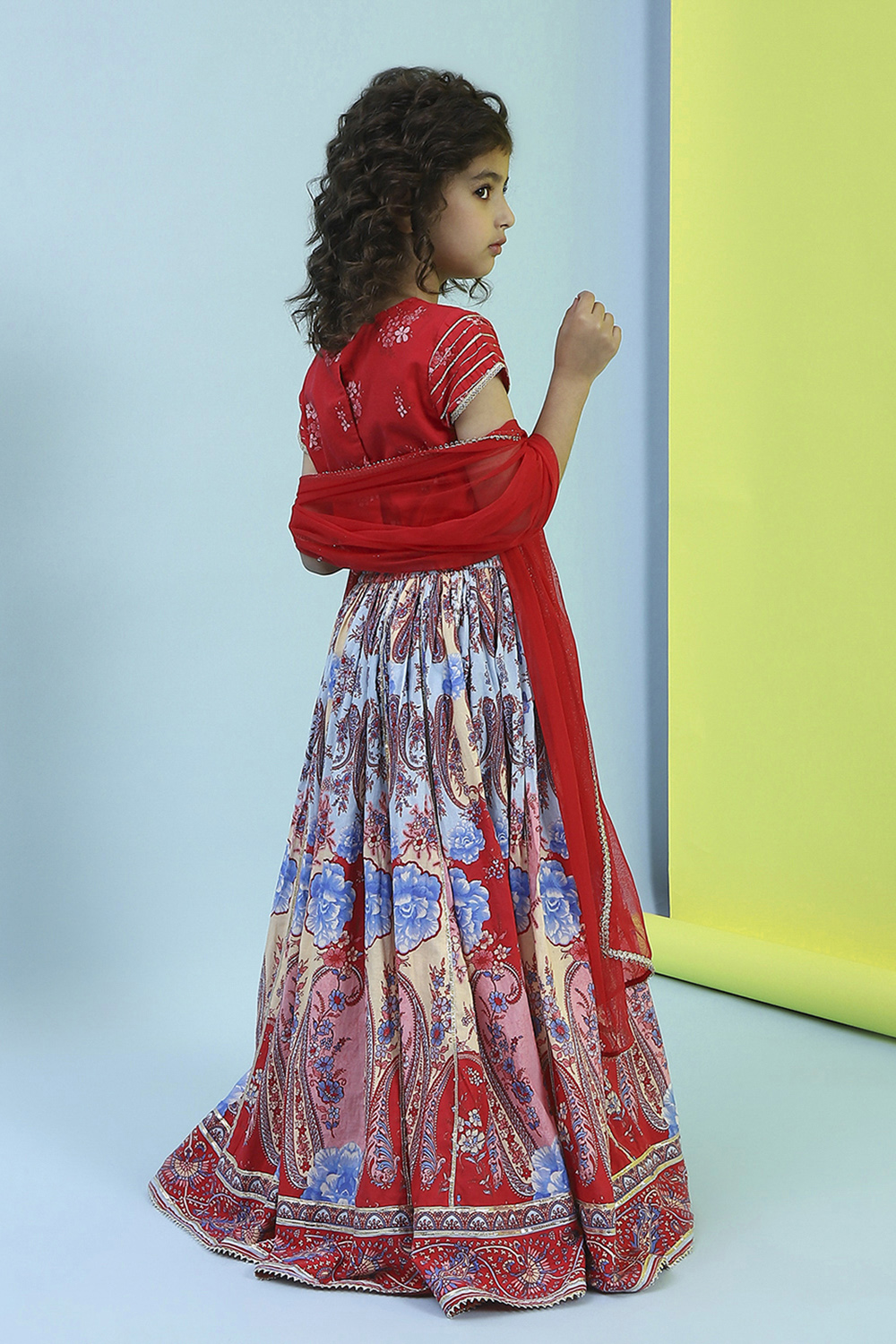 Red Cotton Lehenga Set image number 4