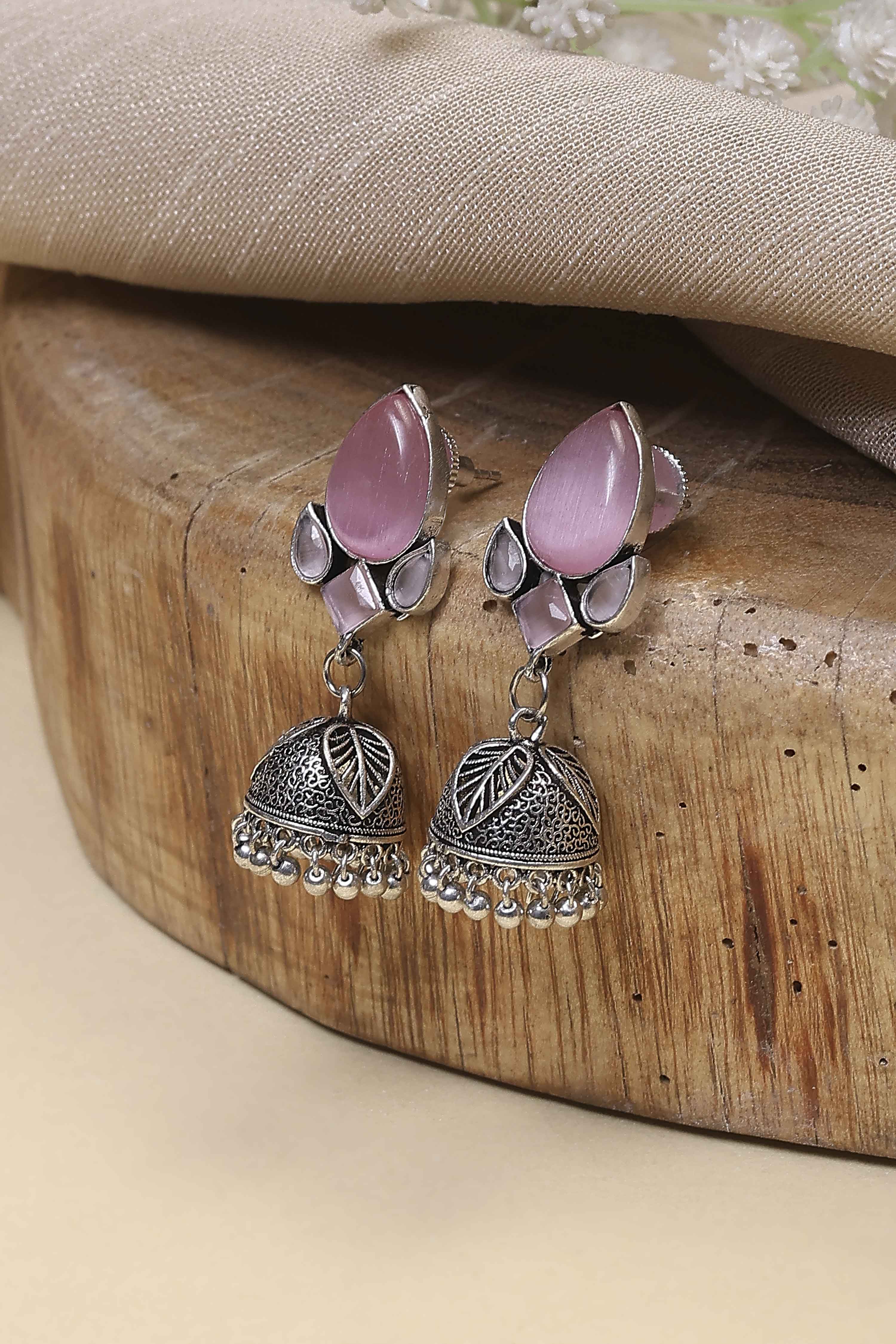 Light Pink Brass Jhumka image number 0