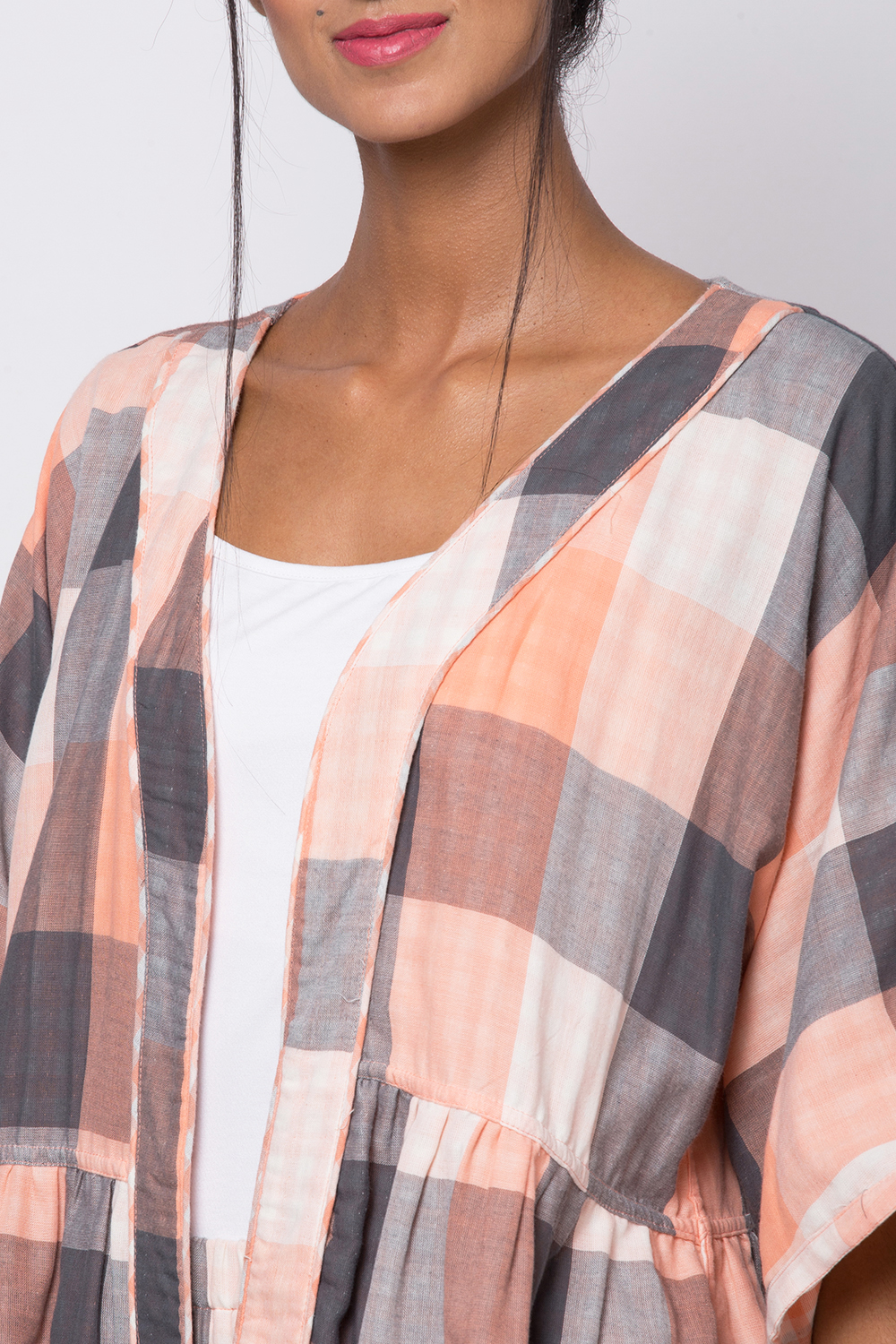 Peach Reversible Yarndyed Loungewear Set image number 1