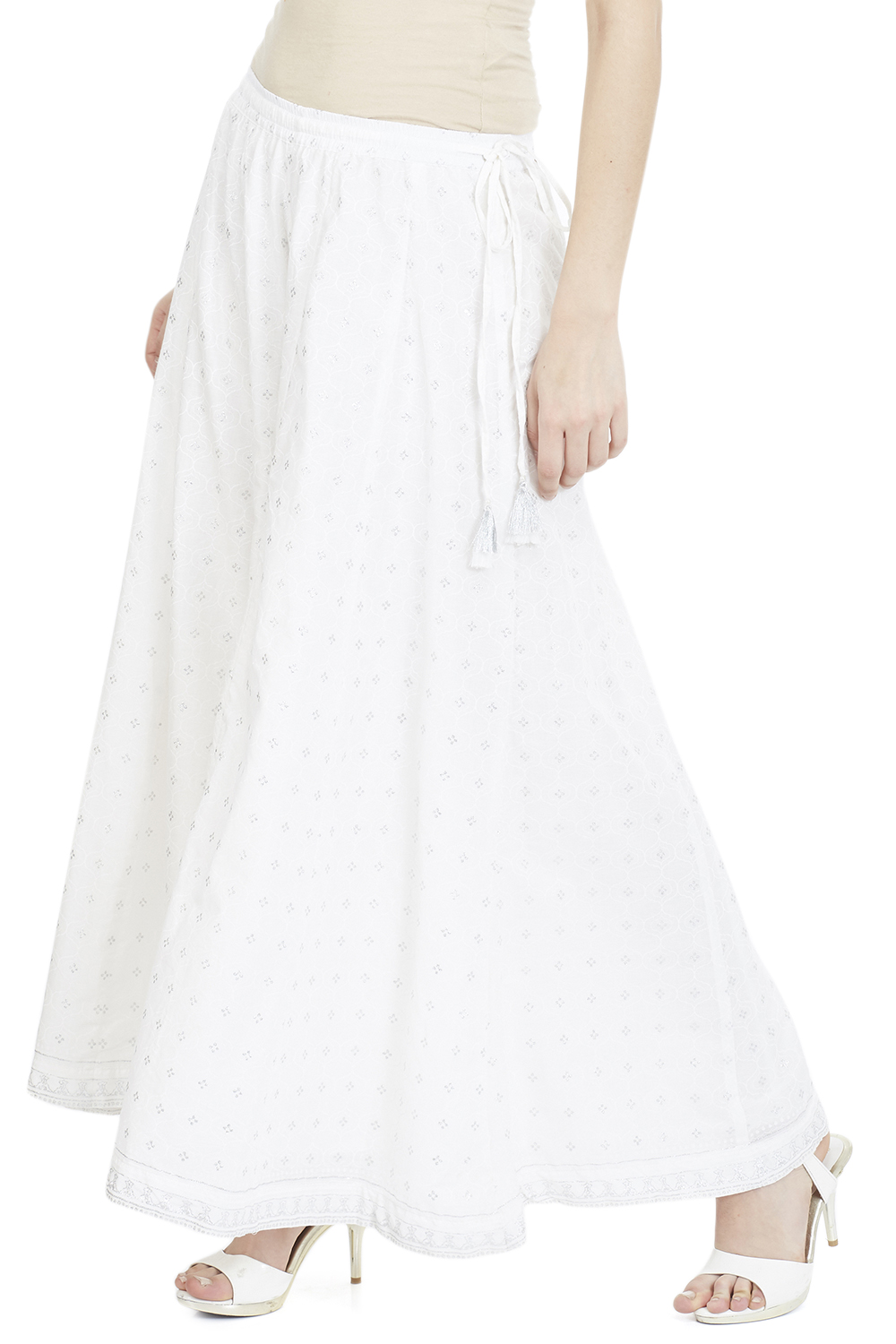 White Cotton Flared Palazzo image number 2