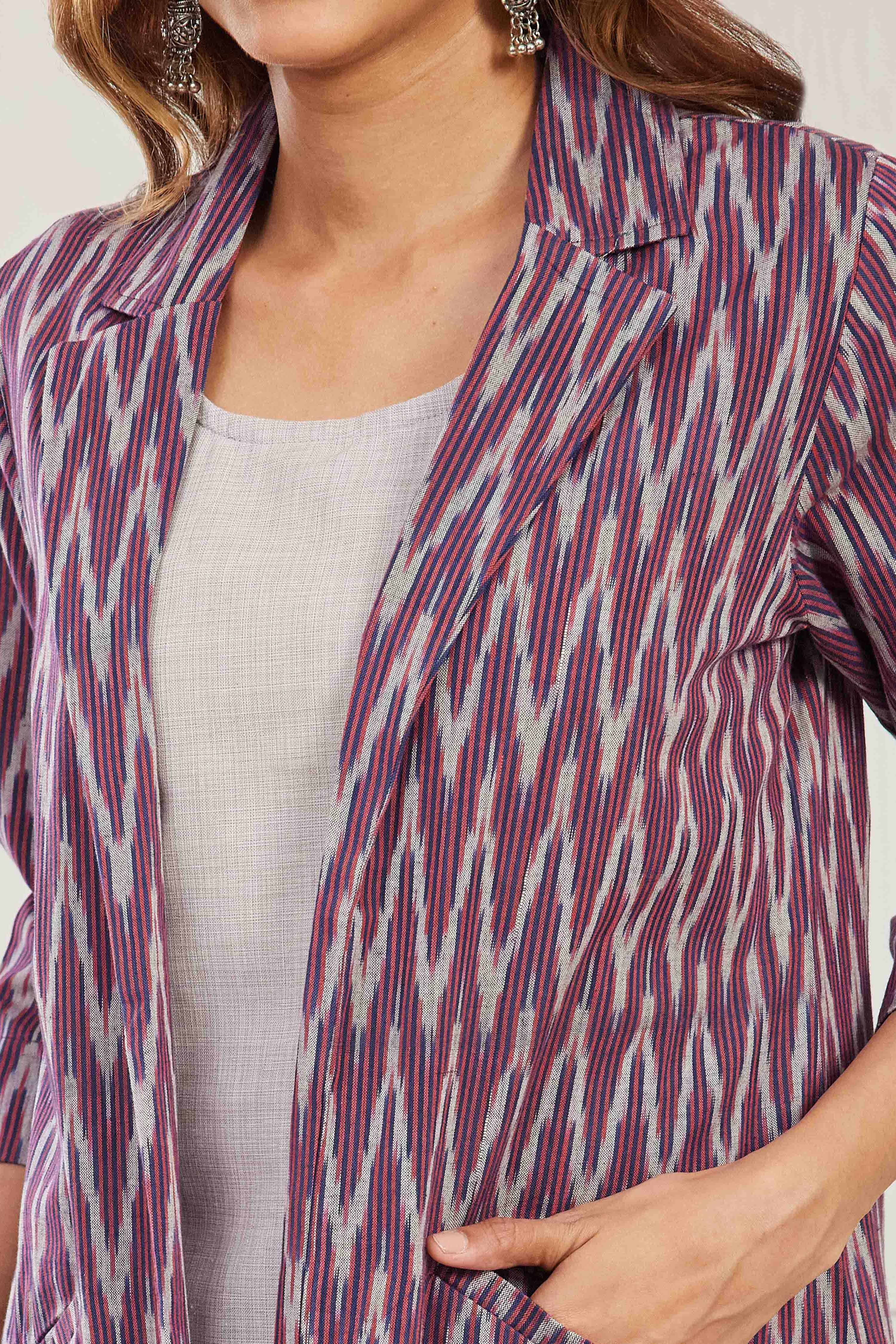 Maroon Cotton Straight Fusion Set image number 1