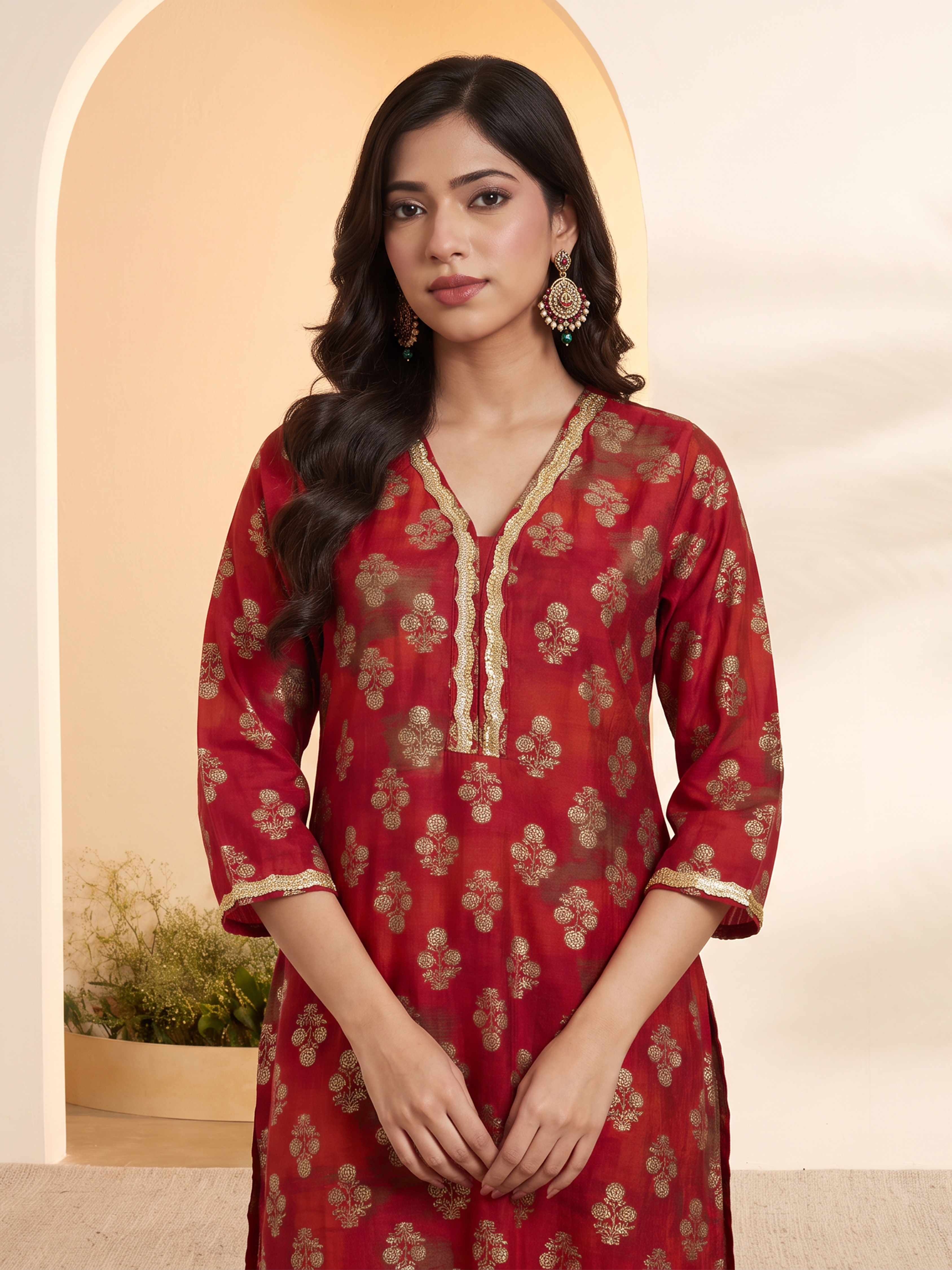 Navy Poly Viscose Straight Kurta image number 1