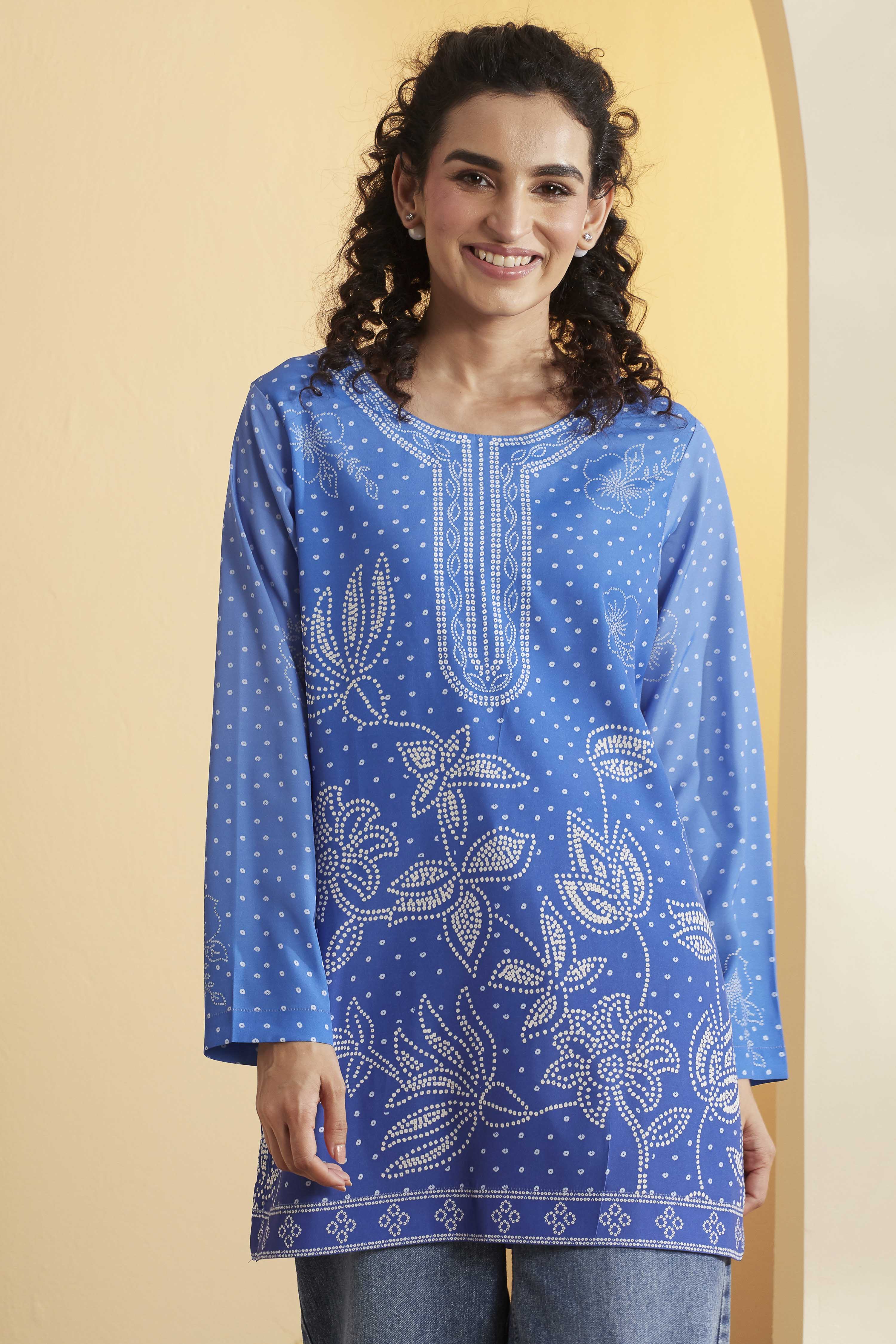 Blue Printed Straight Kurti image number 5