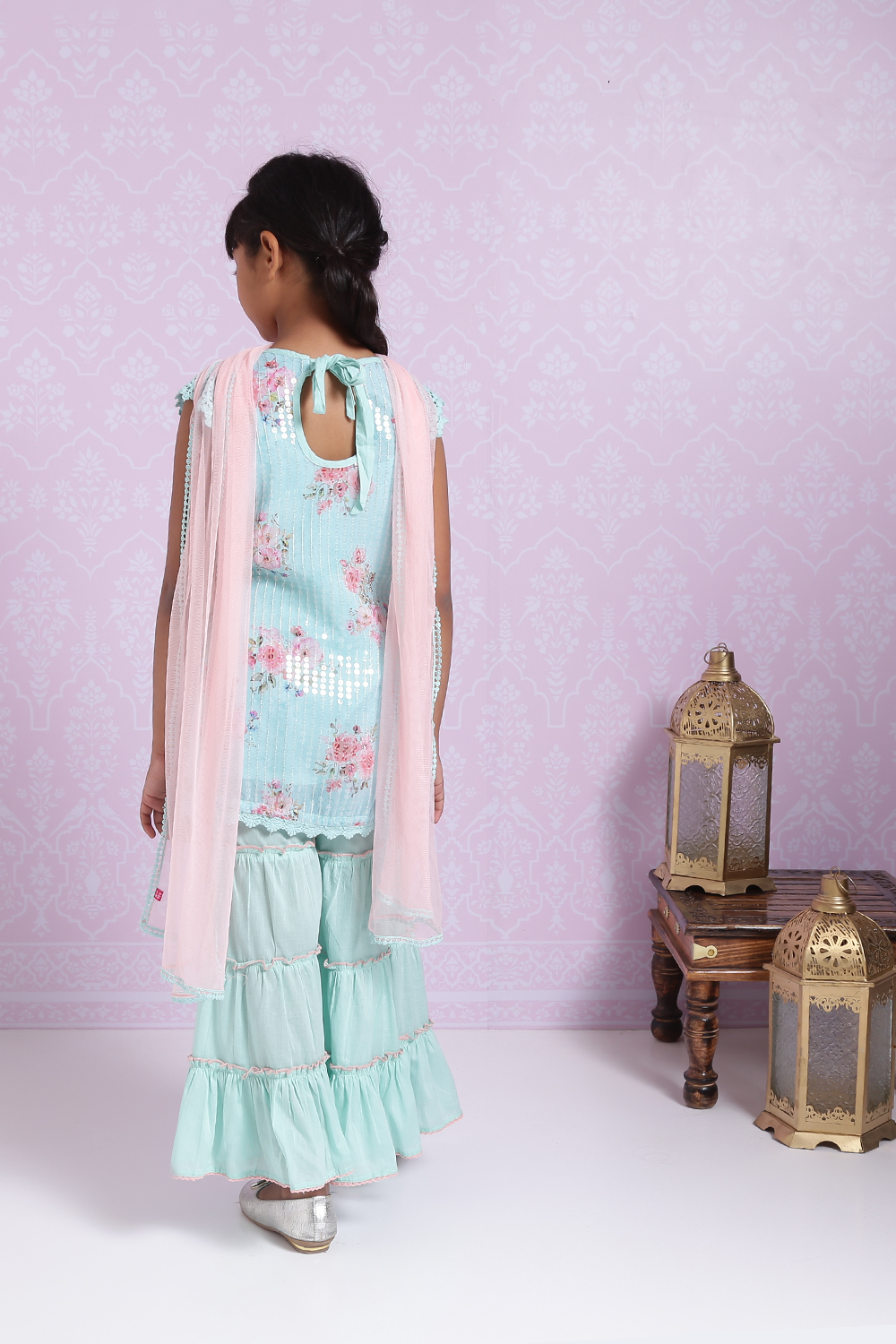 Sea Blue Art Silk Garara Kurta Garara Suit Set image number 7