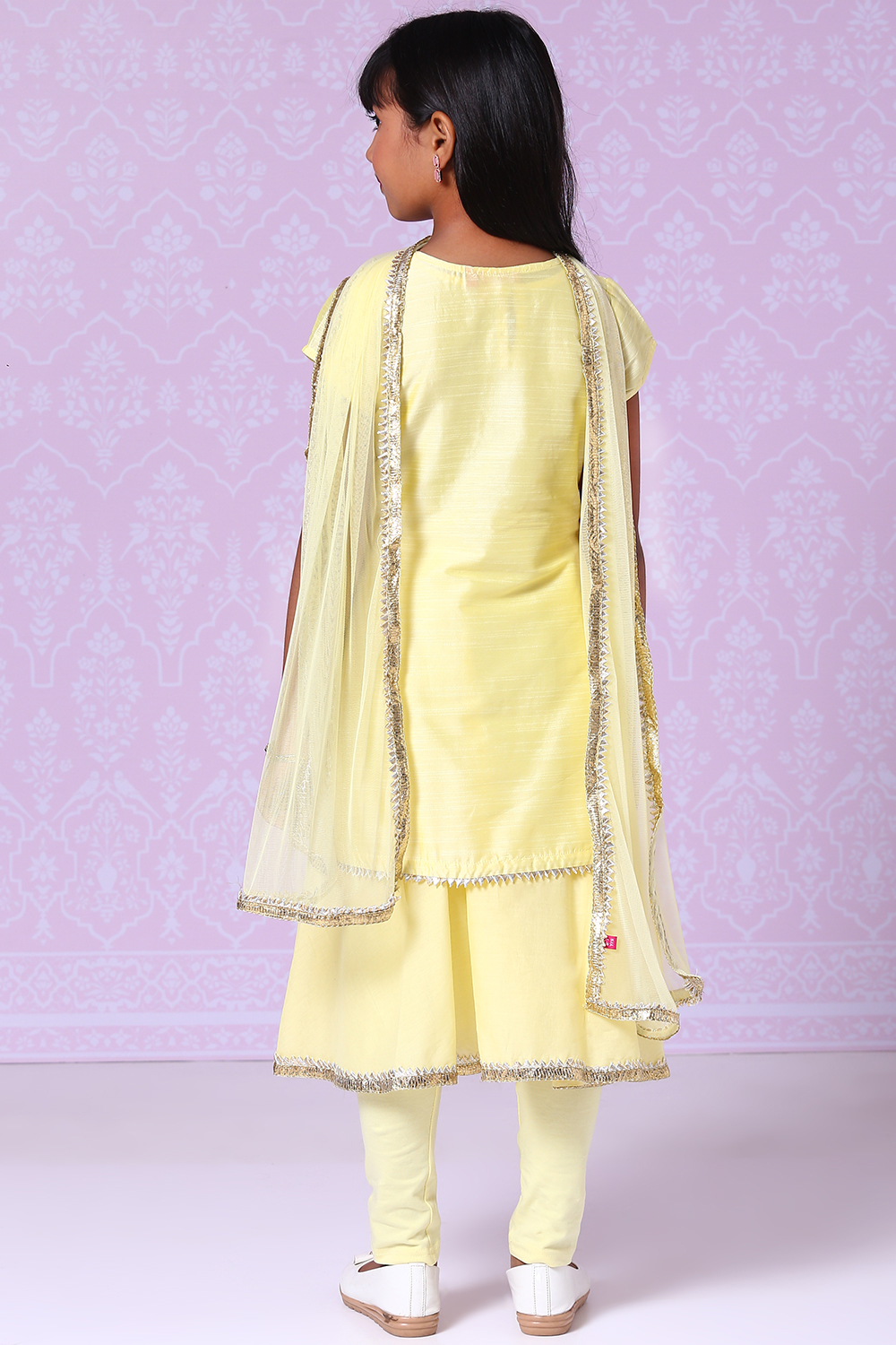 Yellow Poly Viscose Double Layered Kurta Churidar Suit Set image number 7