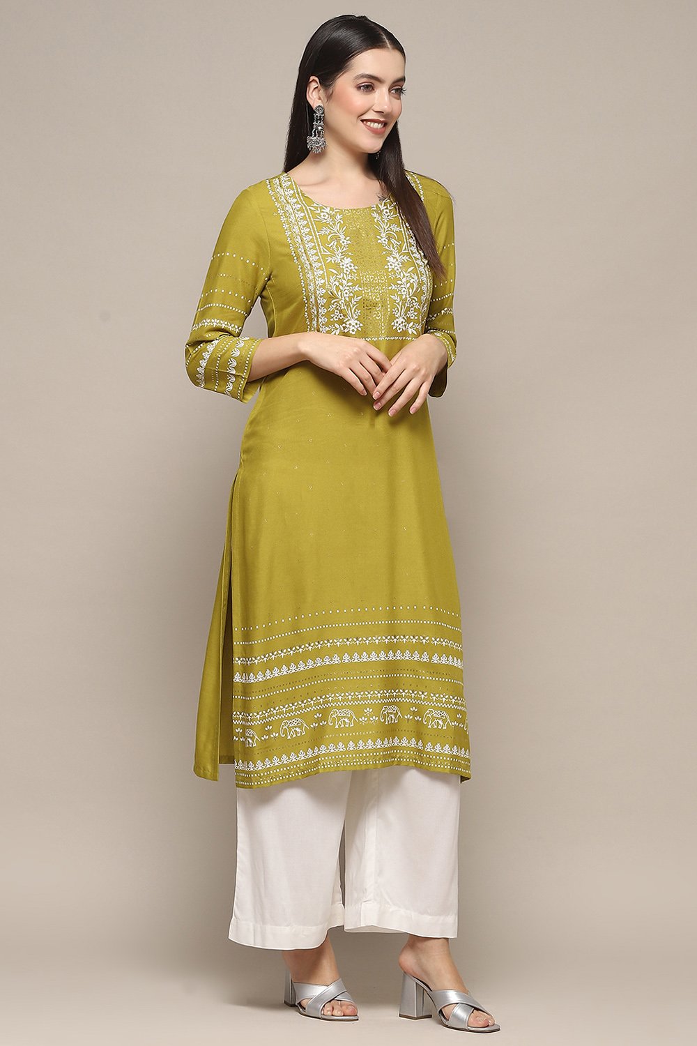 Pink Rayon flax Relaxed Kurta Palazzo Suit Set image number 5