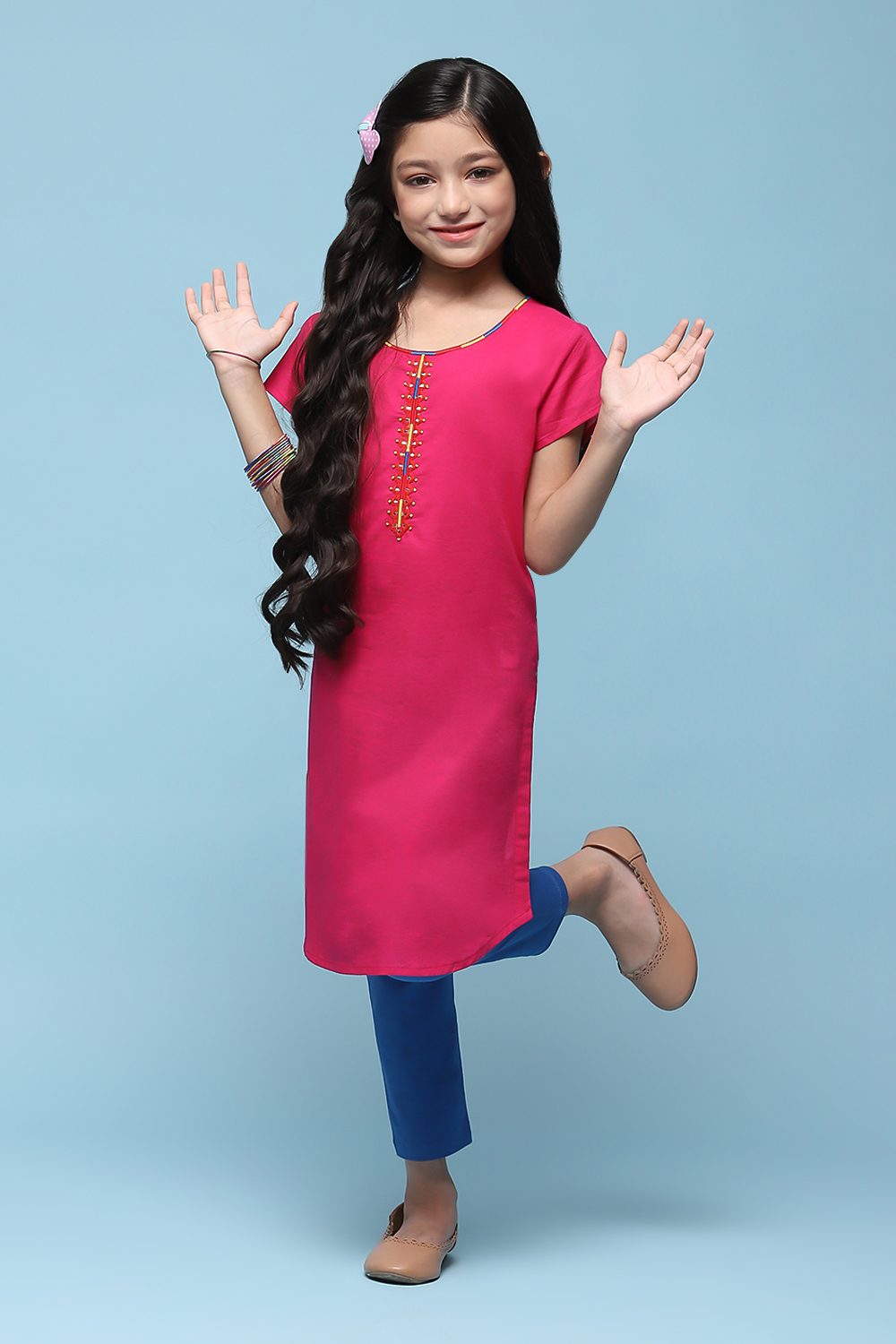 Blue Cotton Straight Solid Kurta Set image number 0