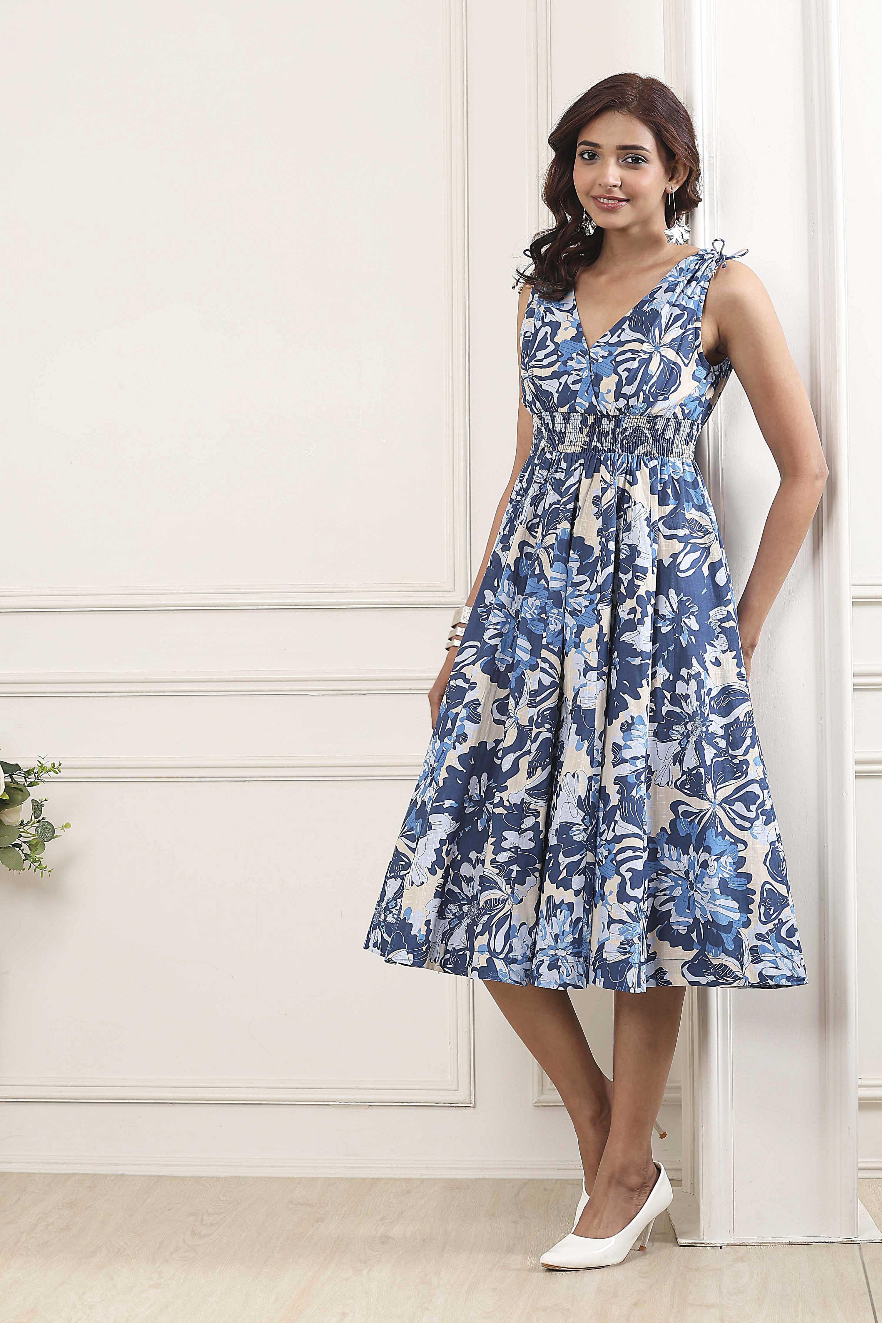 Blue Cotton Kalidar Dress image number 0