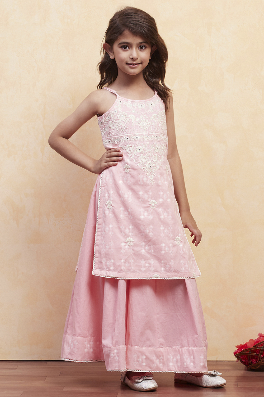 Pink Cotton Straight Suit Set image number 5